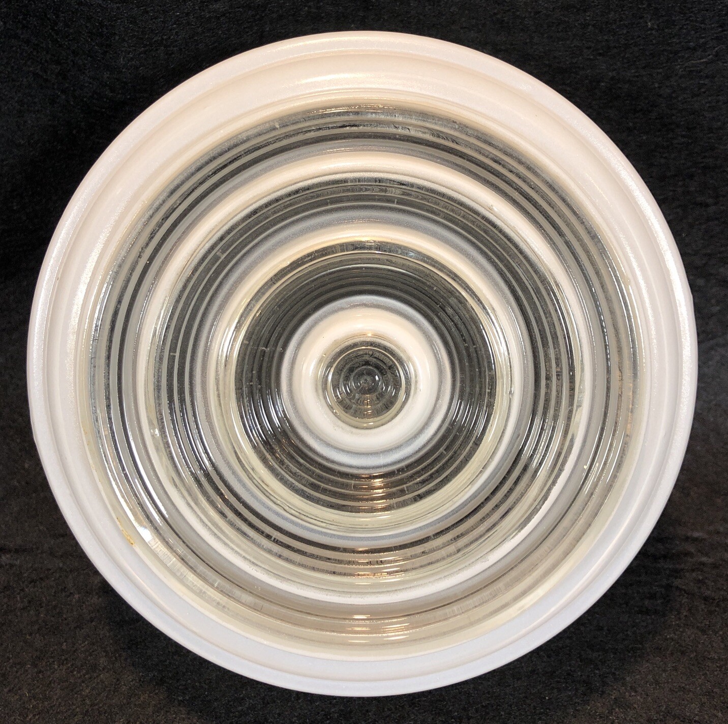 Vintage White & Clear Cut Glass Top Ceiling Globe, 5 3/4” Diameter, 3 1/2” Tall
