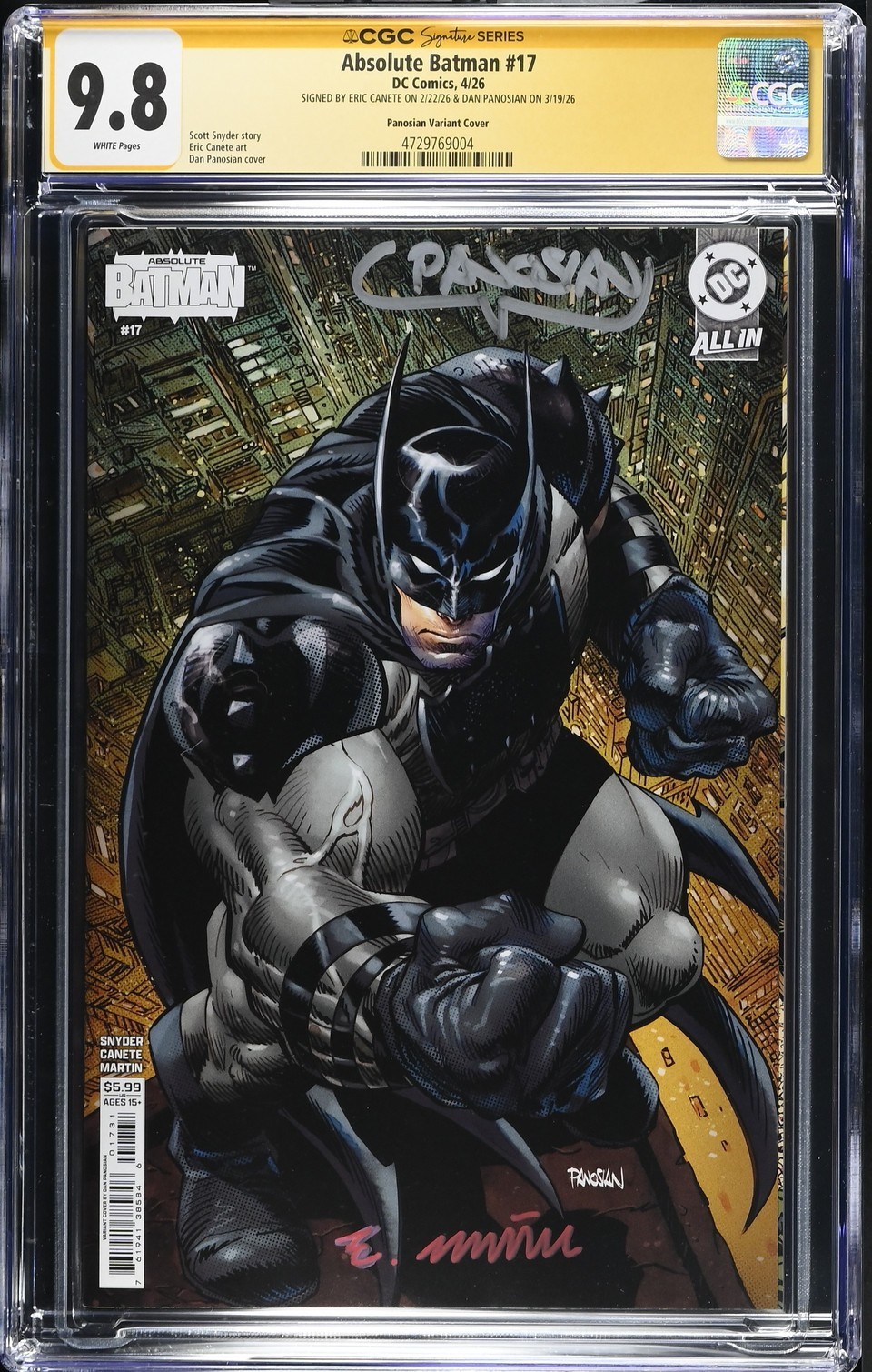 CGC Signature Series 9.8 Absolute Batman #17 Dan Panosian Variant | Double Signe