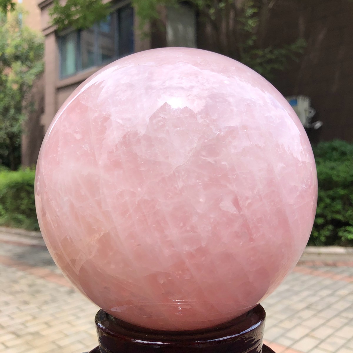 8.99LB Rare Natural Pink Crystal Ball Quartz Crystal Reiki Healing 1607