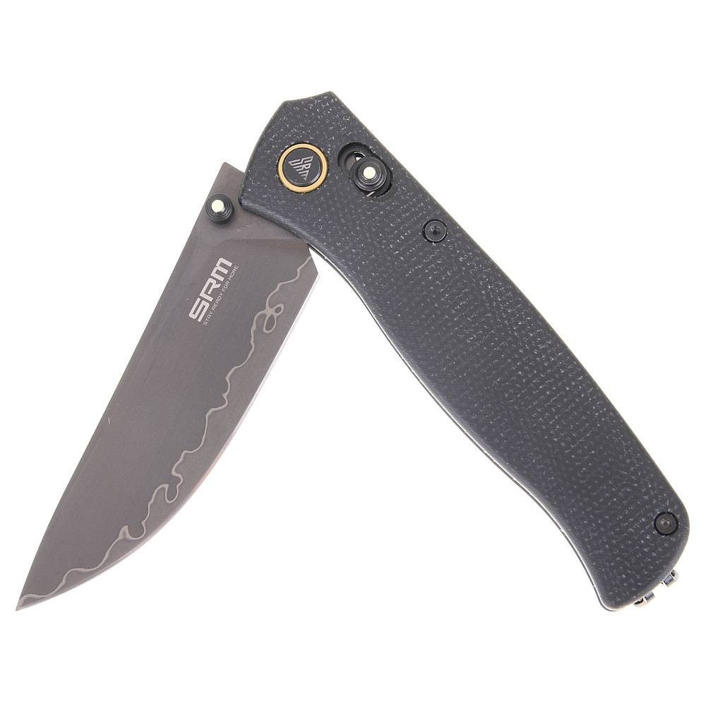 SRM 255L-MB2, Black Micarta, glow T.studs, axis lock- Laminated 140Cr Steel