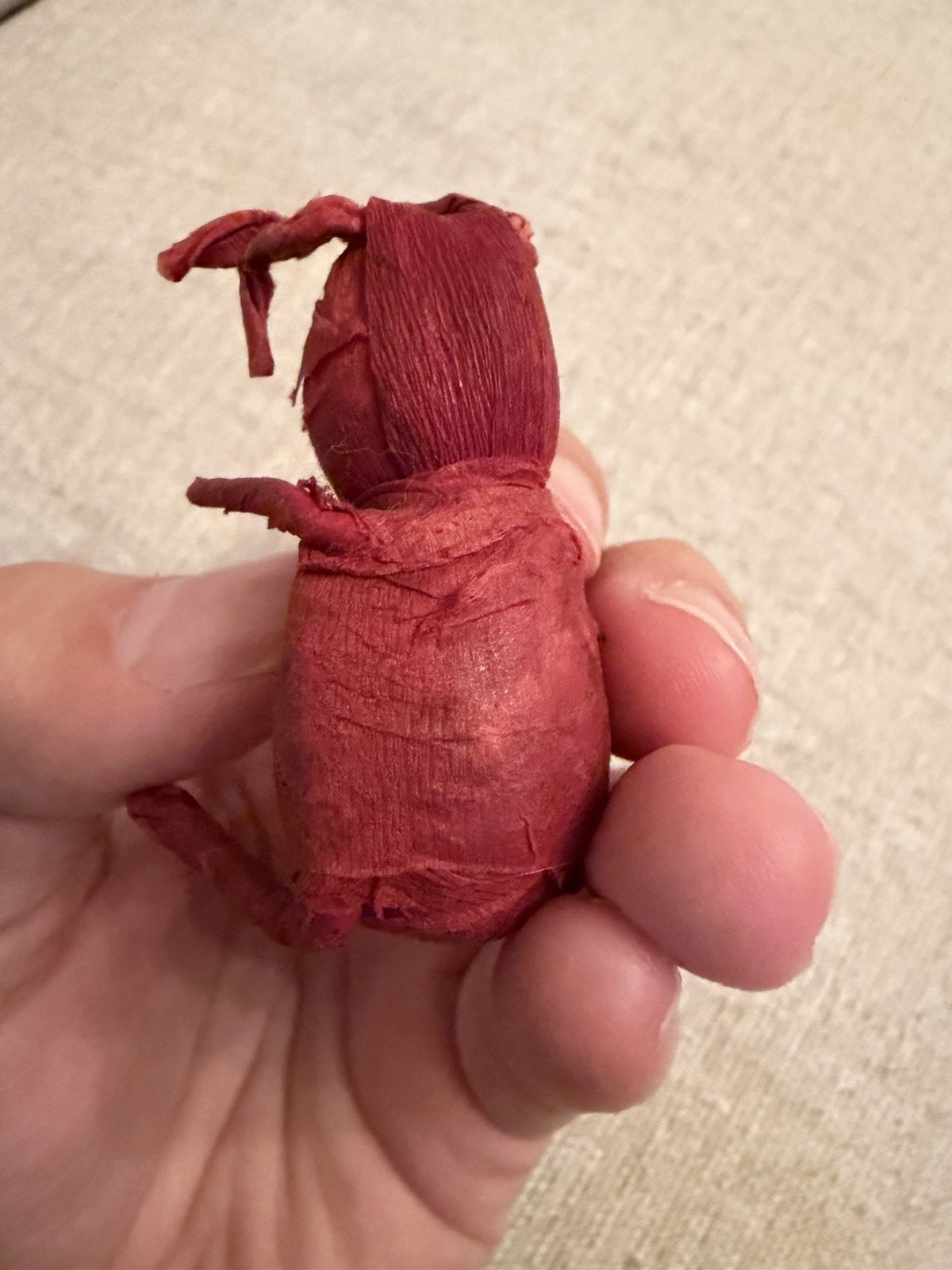 Antique Halloween Crepe Paper Devil Figure 2” Hand Made German? c1910-1920