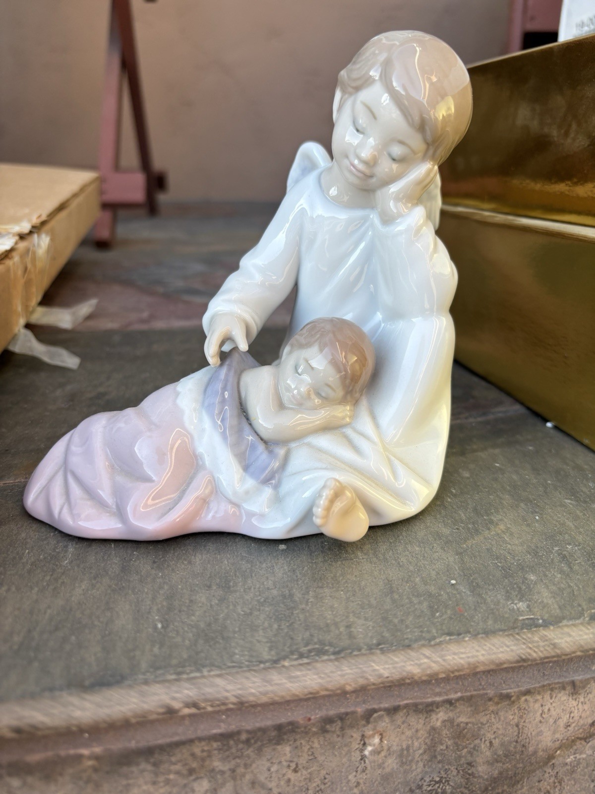 Lladró My Guardian Angel Pink Figurine Porcelain Glossy Finish with Box