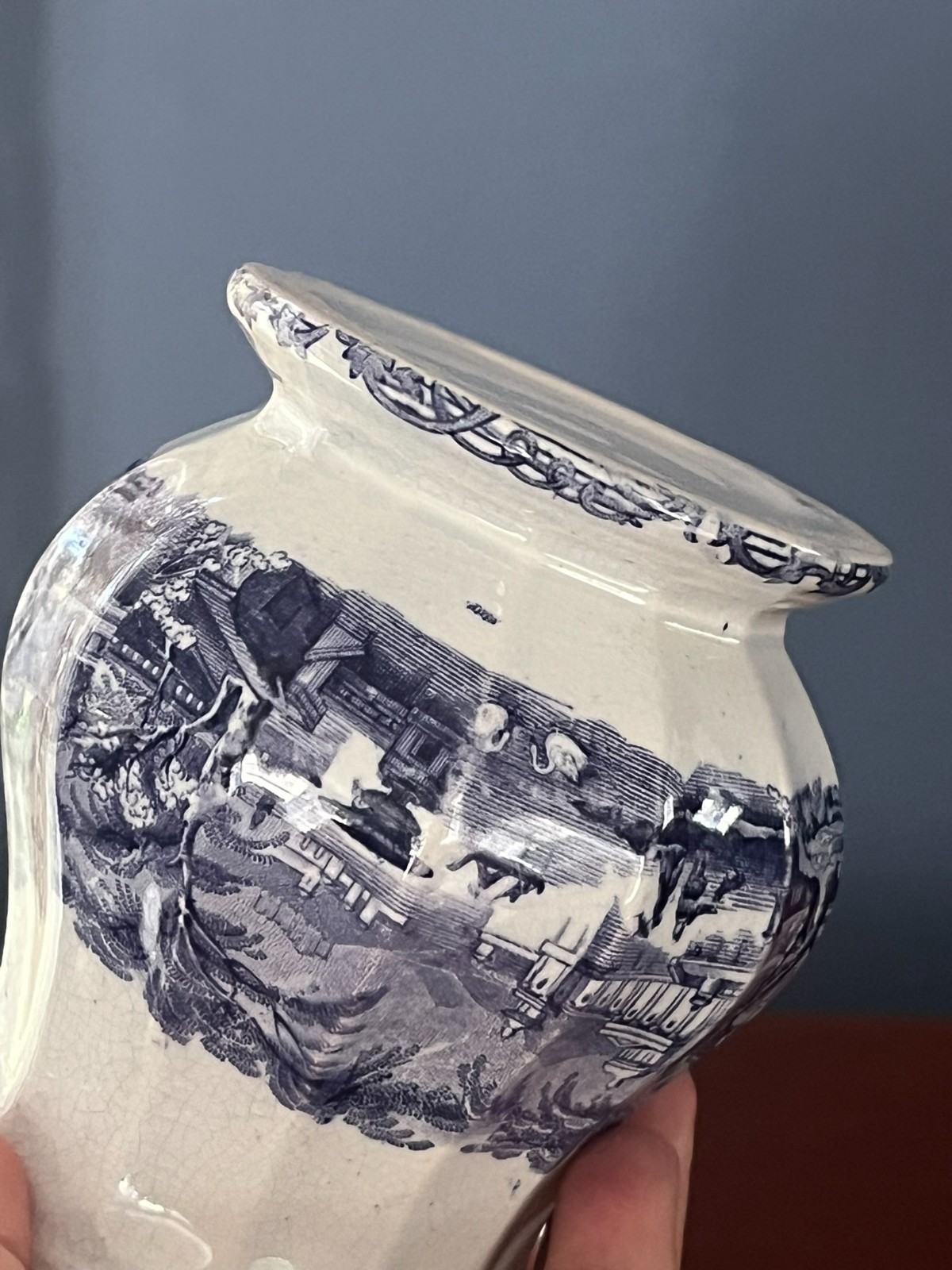 ANTIQUE MULBERRY BRITISH TRANSFERWARE PITCHER PODMORE WALKER VENUS C1840 RARE