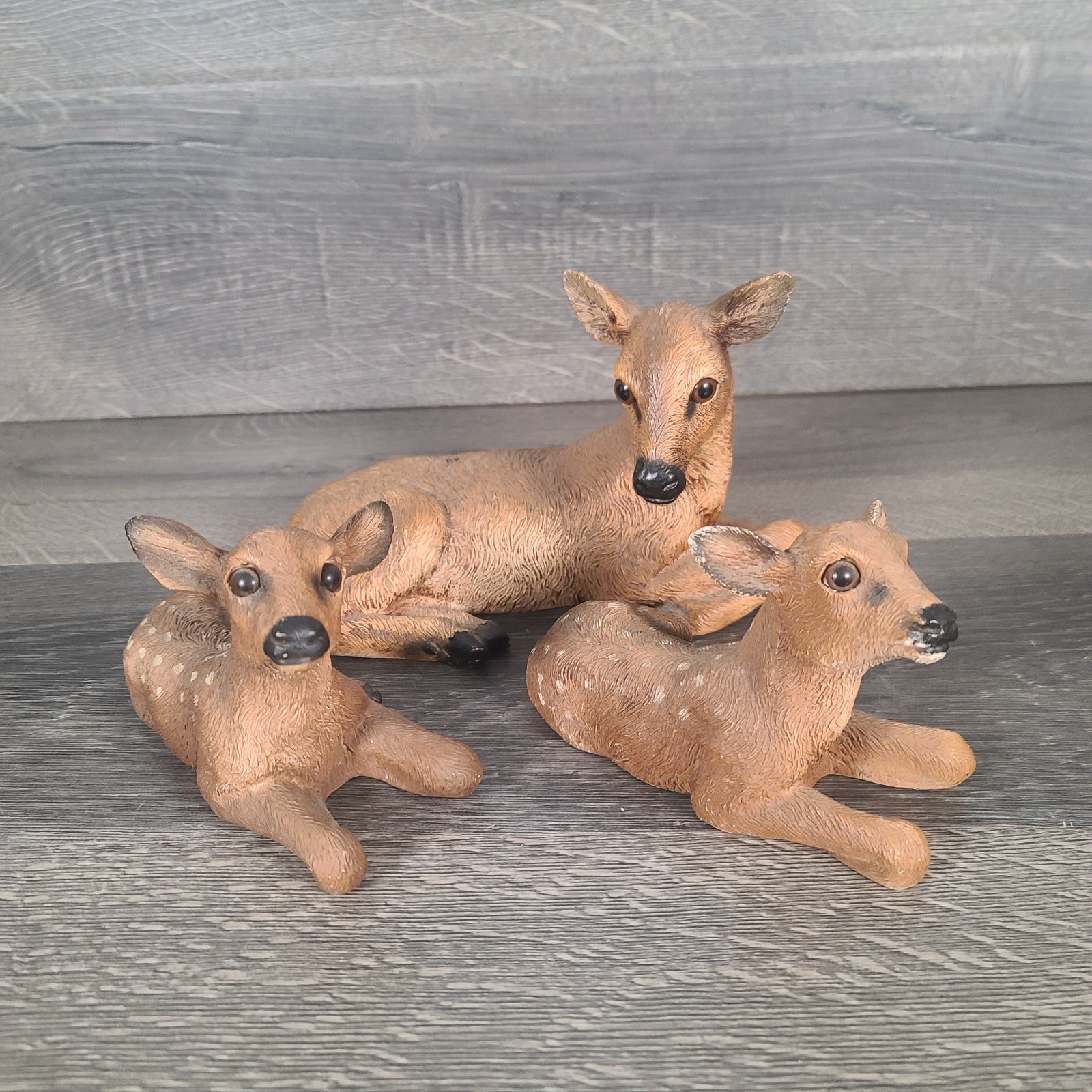 Vintage Homco Deer Family 1985 Lot of 3 Doe and 2 Fawns