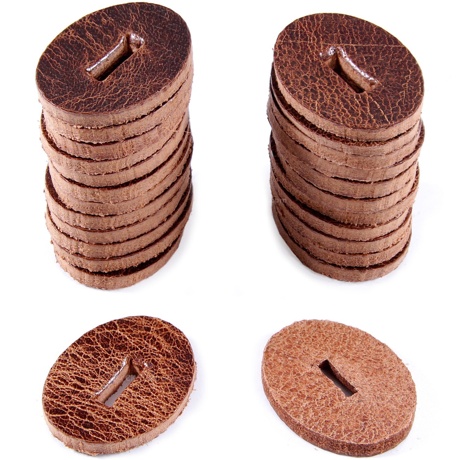 Water Buffalo Leather Knife Handle Washers – Oval – 1.25in – 25, 50, & 100 packs