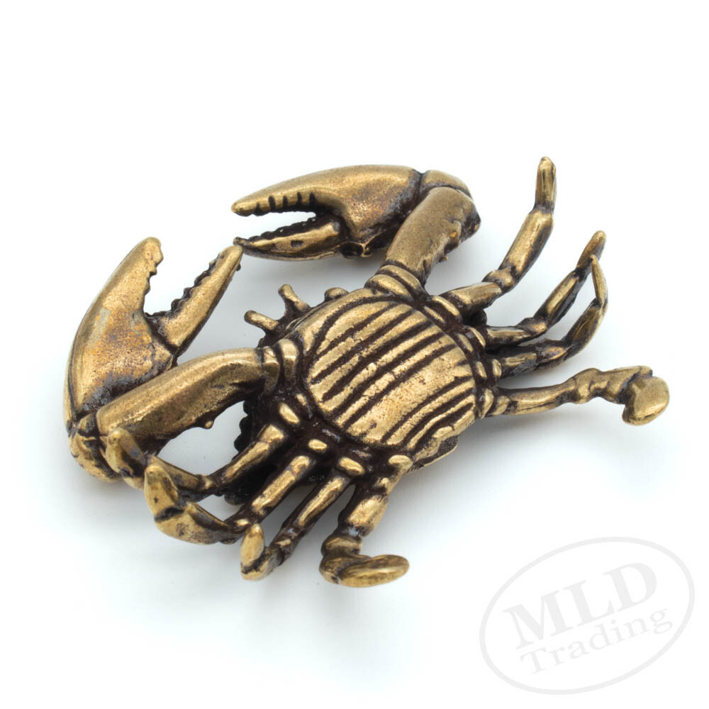 Mini Solid Brass Crab Figurine 1.85″ – Nautical Decor, Coastal Beach Accent