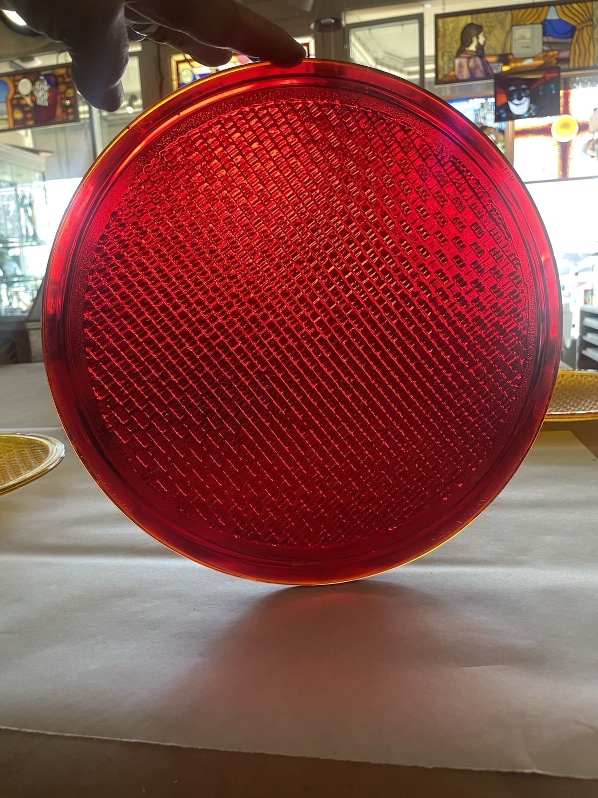 RED 12”” GLASS TRAFFIC LIGHT LENS. Free Shipping