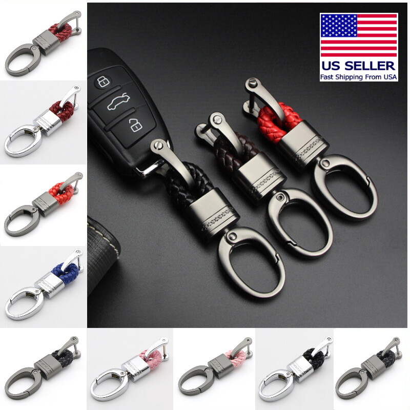 Hand Woven Horseshoe Buckle Car Keychain Keyring Auto Car Key Rings Holder Clip