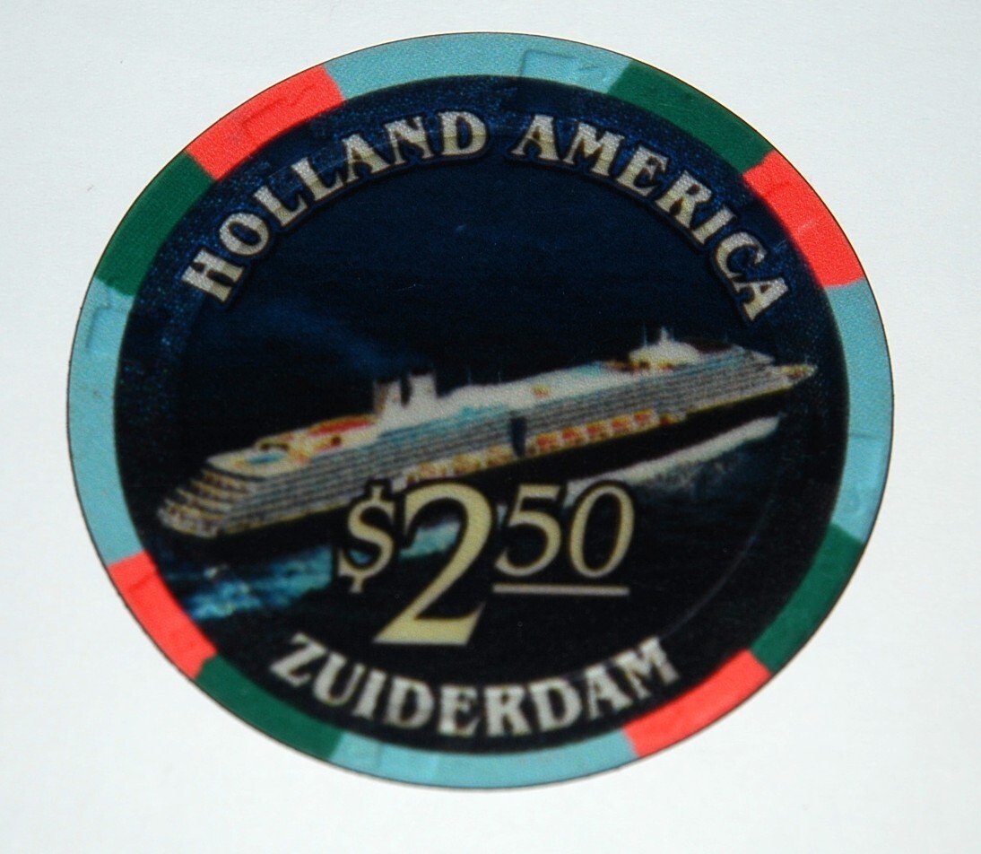 Holland America Zuiderdam $2.50 Cruise Ship Casino Chip fridge door 3” Magnet