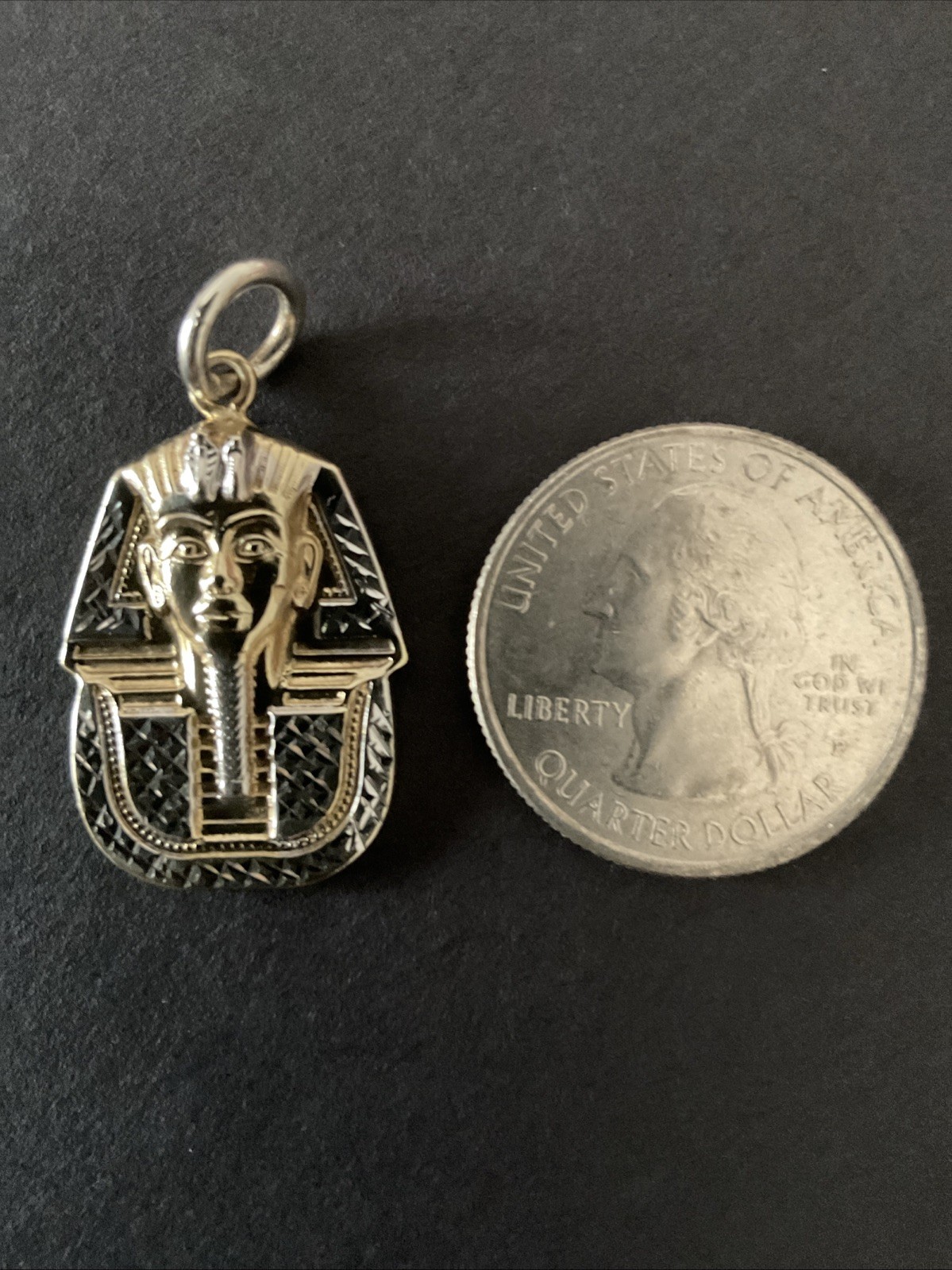 Pharaoh Egyptian King Diamond Cut Pendant Real 10K Yellow White Gold