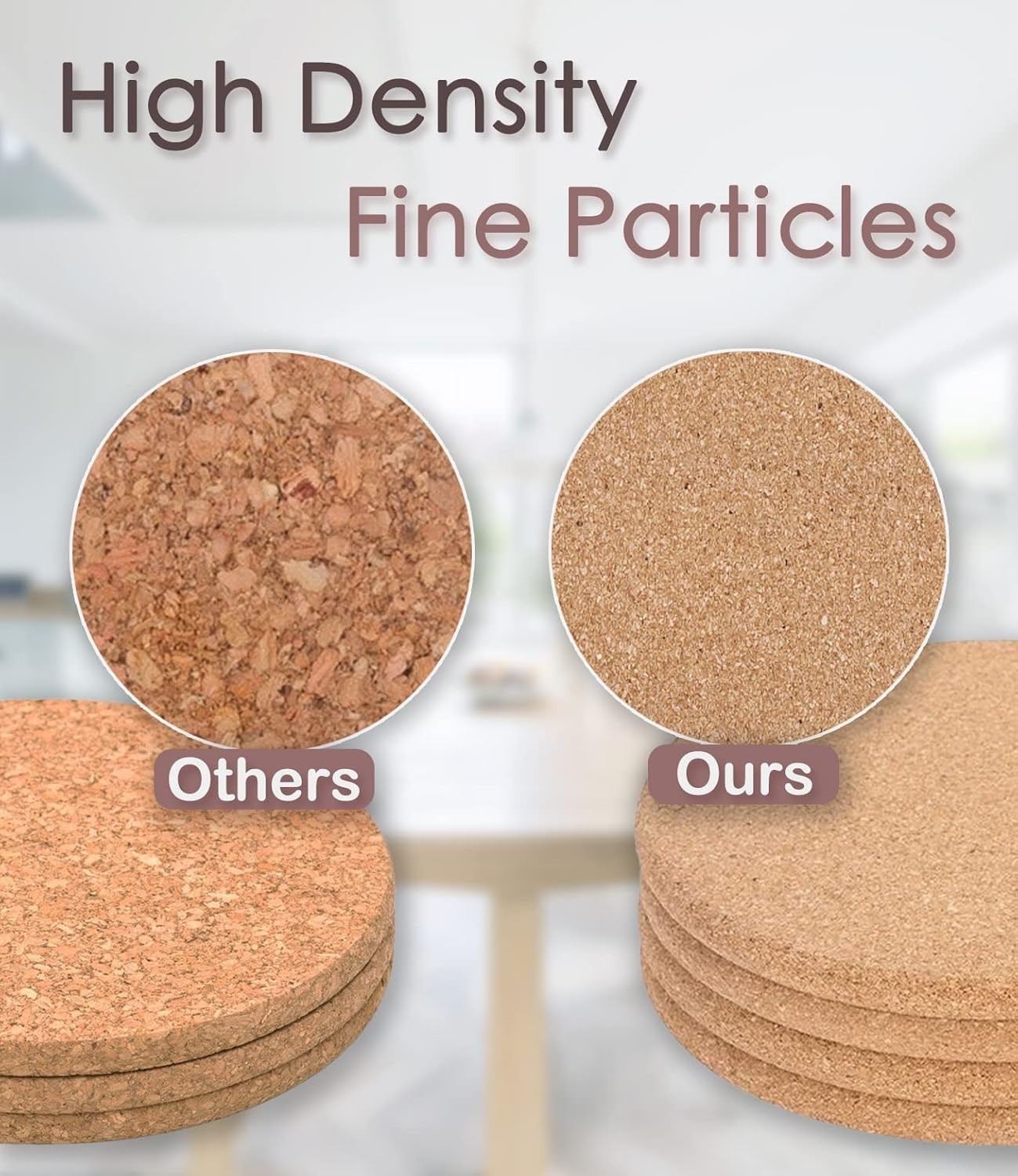 Cork Trivet Set 4 Pack Heat Resistant Large Coasters for Kitchen and Table