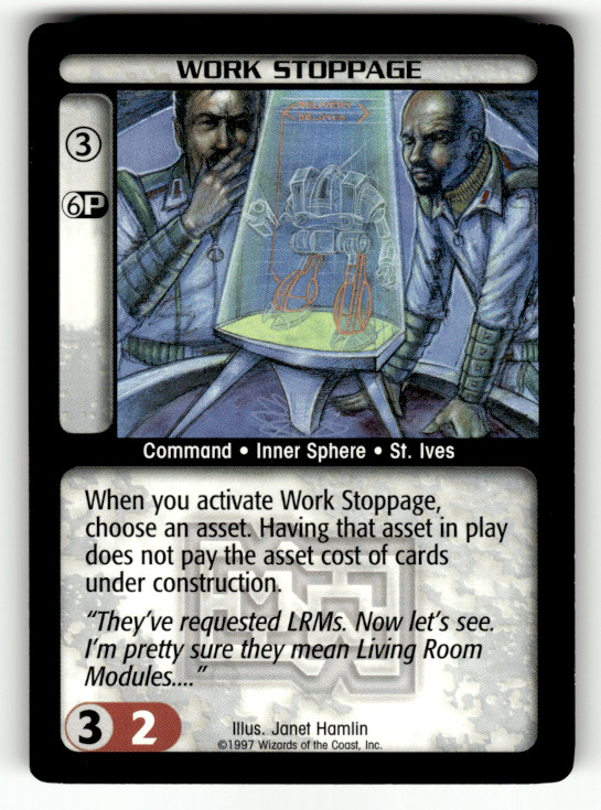 BattleTech Work Stoppage 1997 Wizards of the Coast TCG CCG Card