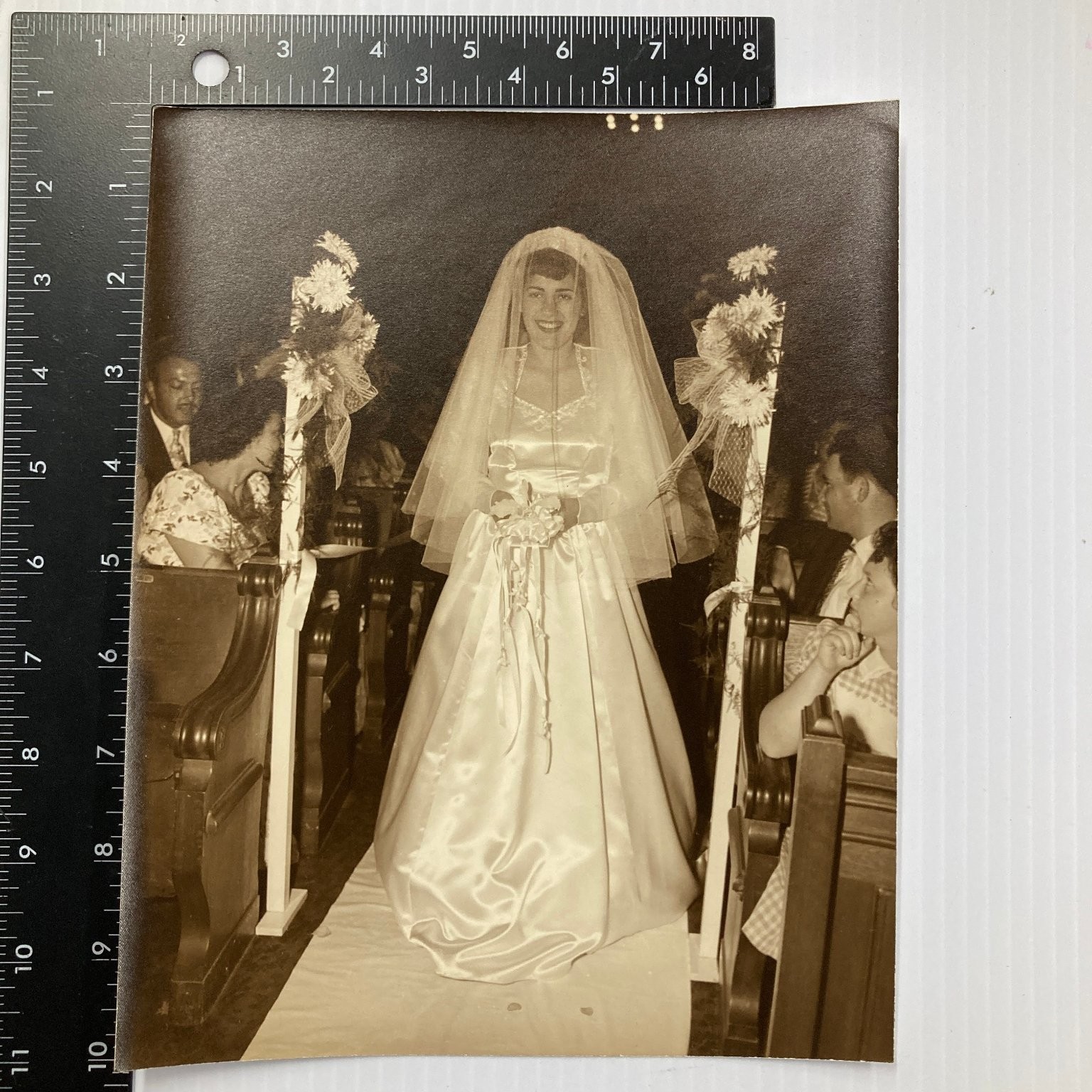 Vintage Wedding Bride Silver Gelatin Print 1950s Rochelle Studio Los Angeles