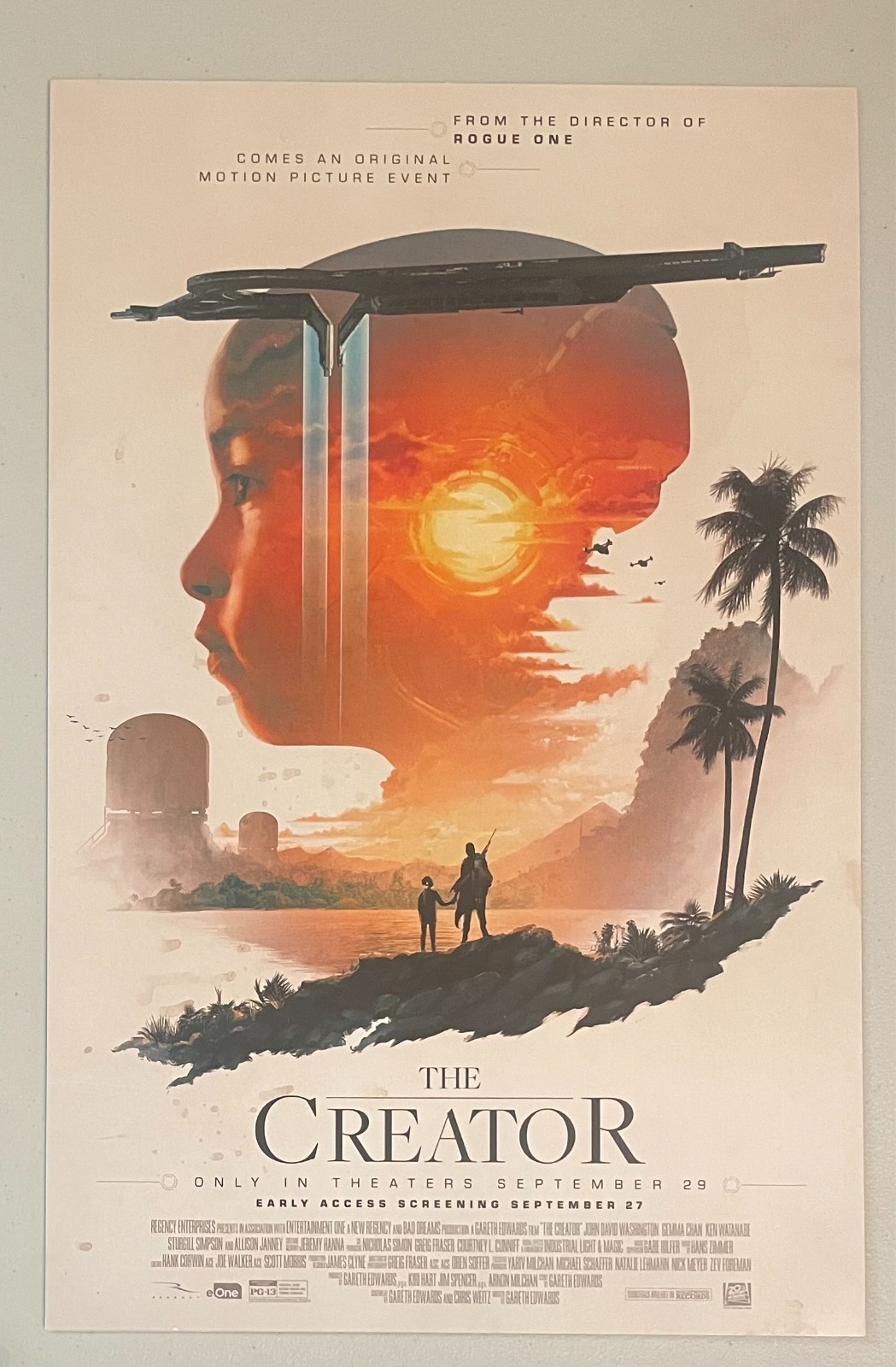 The Creator Movie Theatre 11 x 17 Promo poster Mint with Rigid Holder