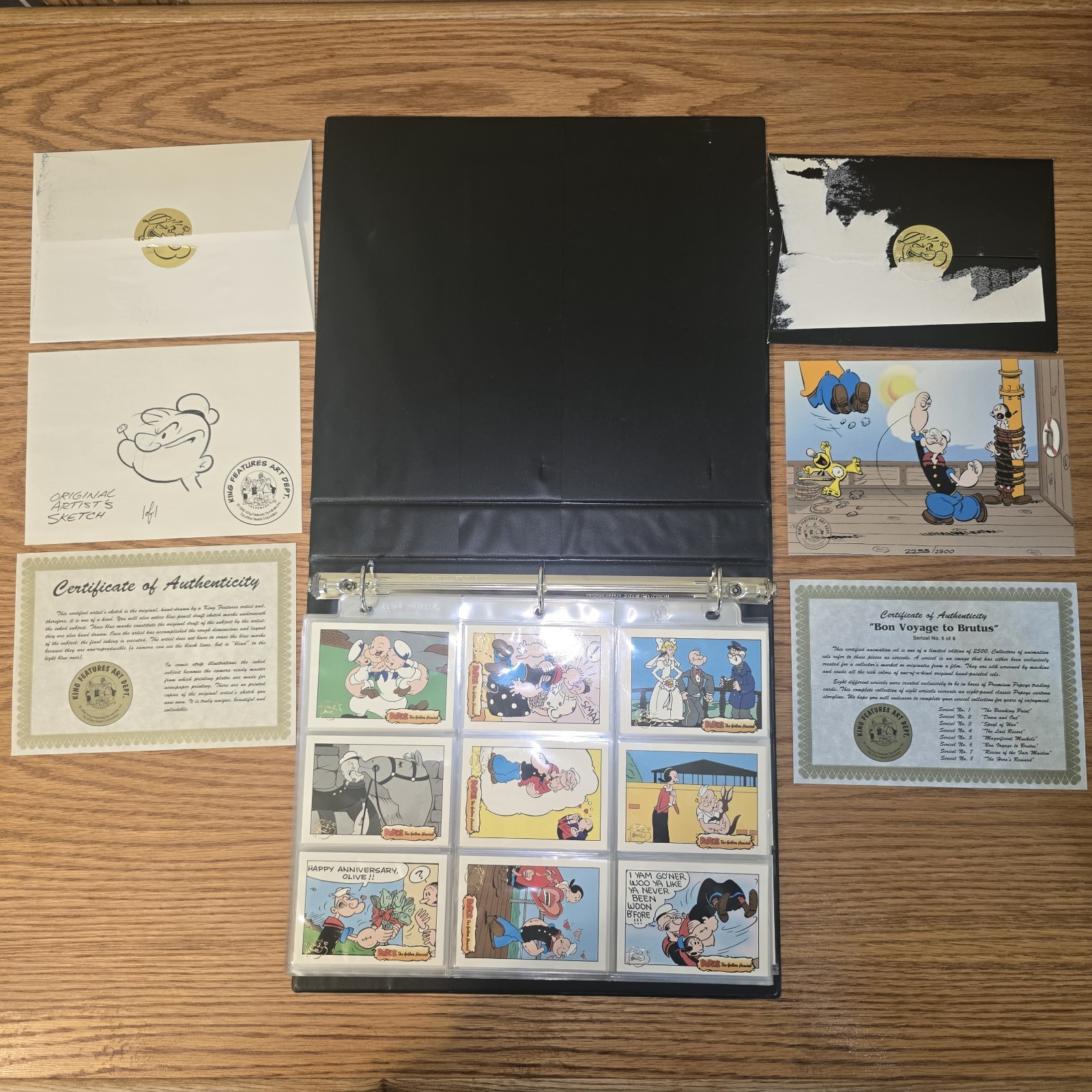 1996 Popeye Master Set Complete 100/100 Cards 1/1 Sketch Sericel COA
