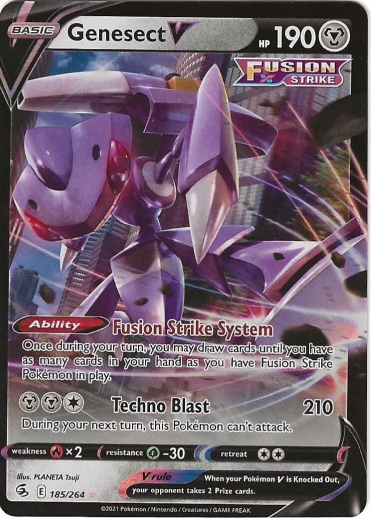 2021 Pokémon Sword & Shield Fusion Strike – #185 – Rare Holo V – GENESECT V