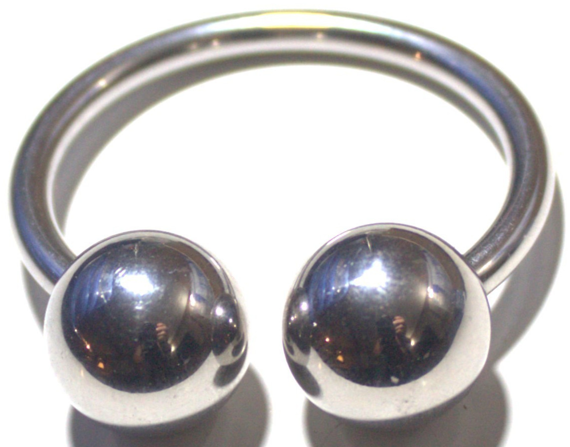 8g 1 1/8 Shiny Internally Threaded Big Ball Horseshoe Ring Surgical Steel 316L