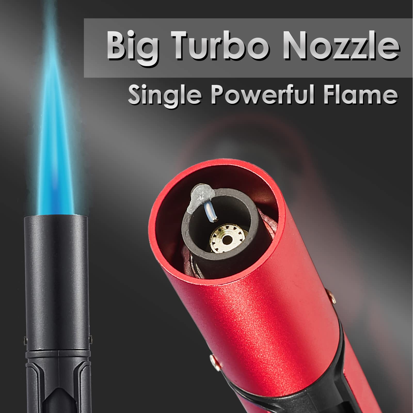 Urgrette 2 Pack Butane Torch Lighter, 6-inch 2 Count (Pack of 1), Black+red