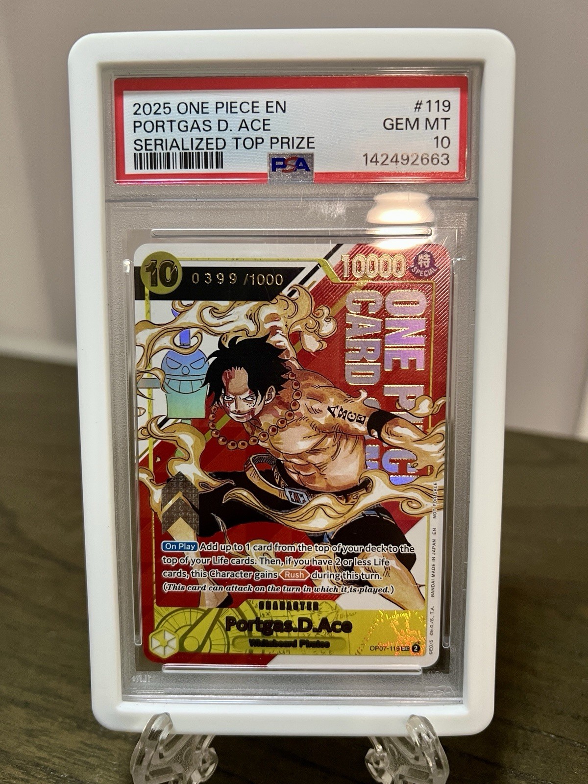 One Piece Portgas D. Ace #119 Serialized 0399/1000 PSA 10 2025 EN
