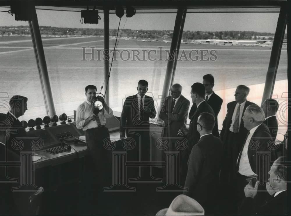 1980 Press Photo County Supervisors at new control tower at Timmerman field.
