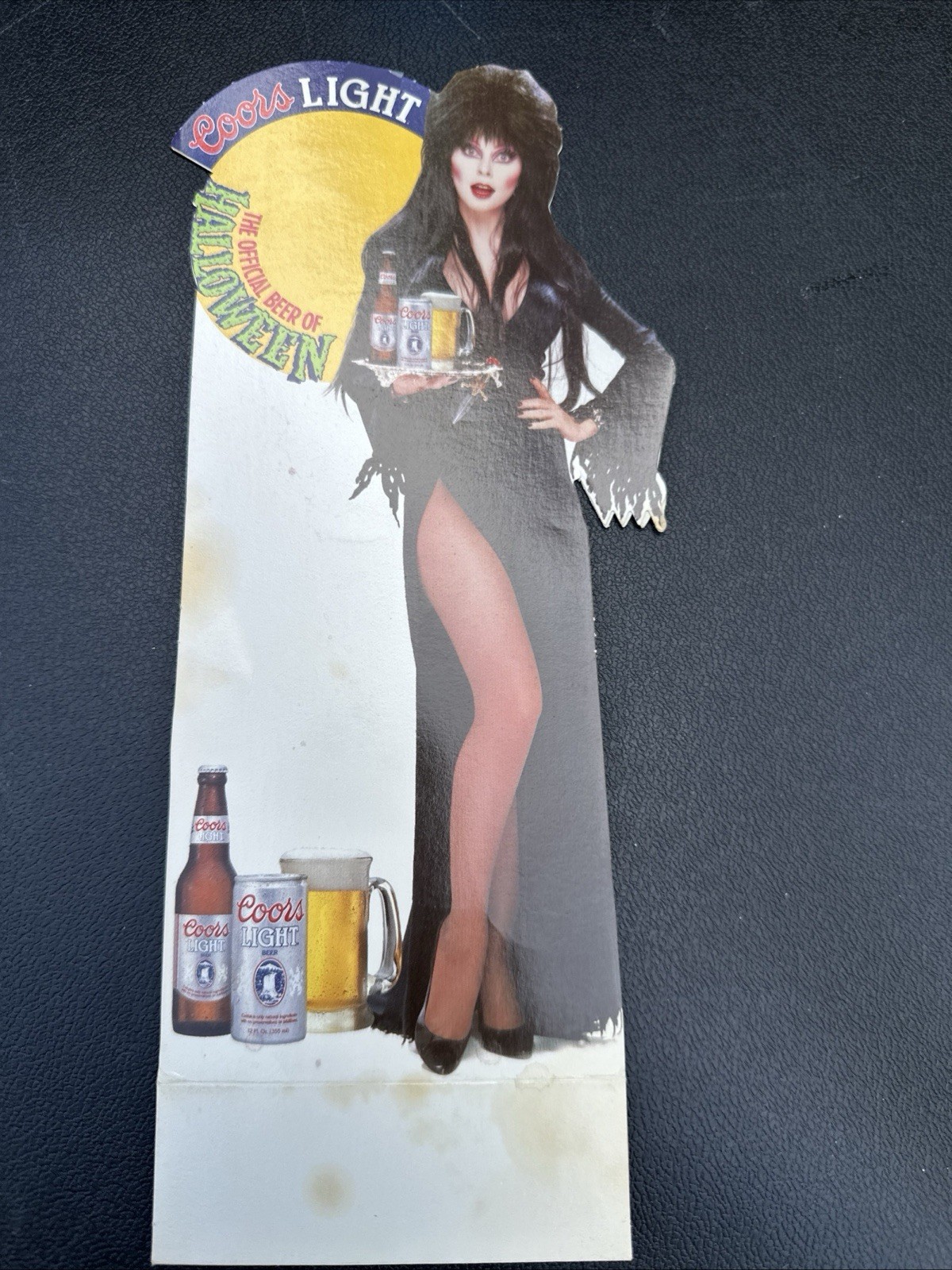 Vintage 1991 Coors Light Elvira Halloween Cut Out Tabletop Tent Stand 9x3x2.5