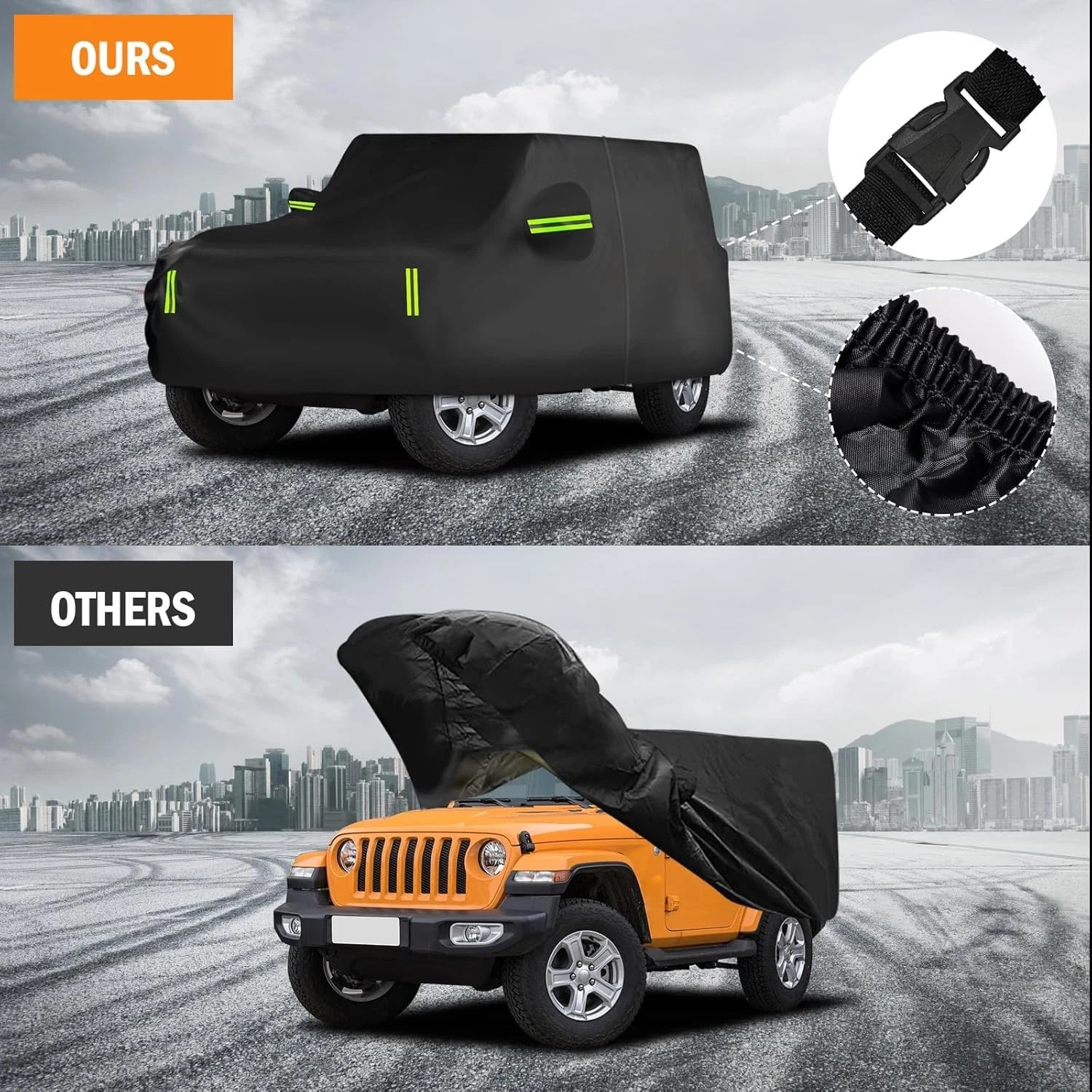 Waterproof Car Cover for Jeep Wrangler 2 Door 1987-2025 JK JL CJ YJ TJ Outdoor S
