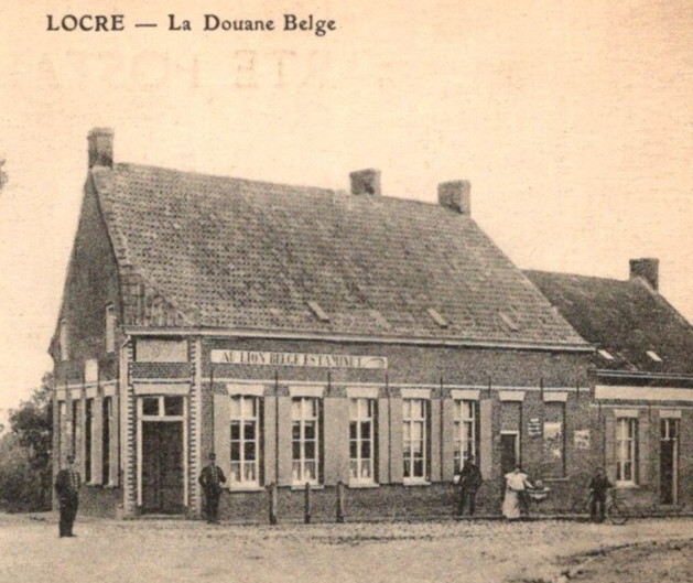 Antique RPPC DB Customs House Locre Belgium Au Lion Belge Estaminet c1900s