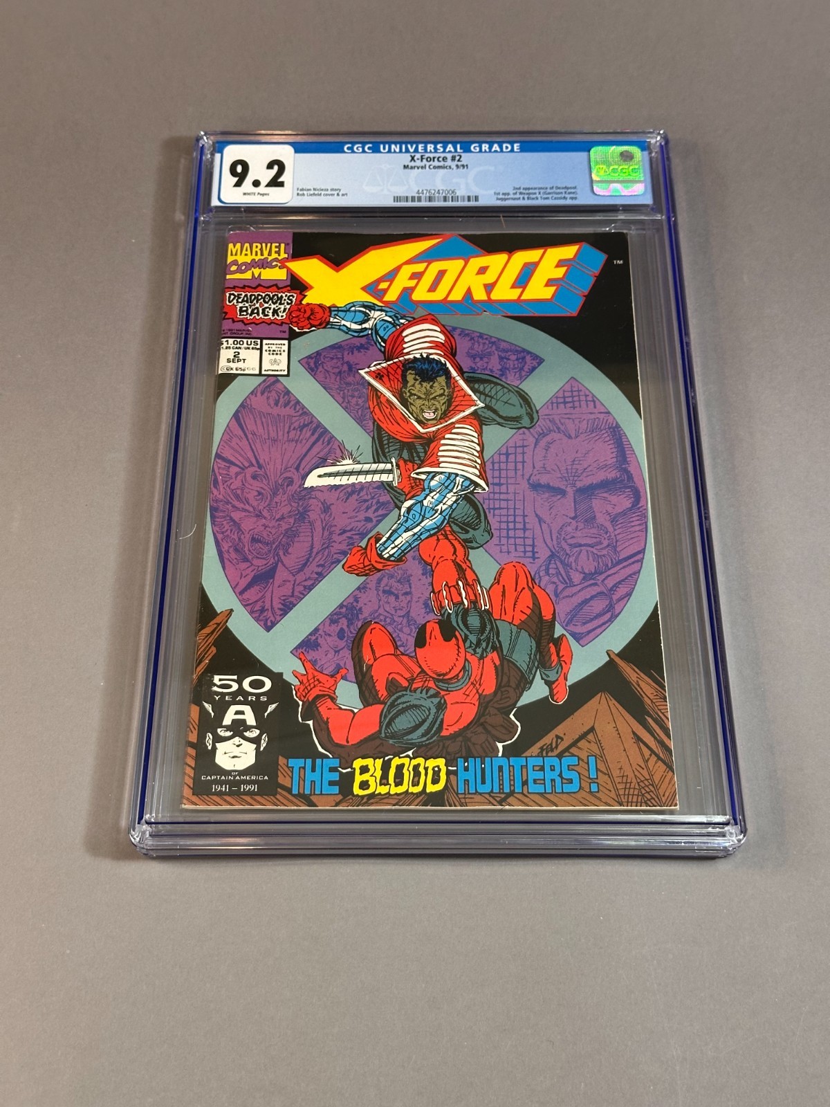 Marvel Comics X-Force # 2 comic CGC slabbed and graded 9.2! 2nd app Deadpool!
