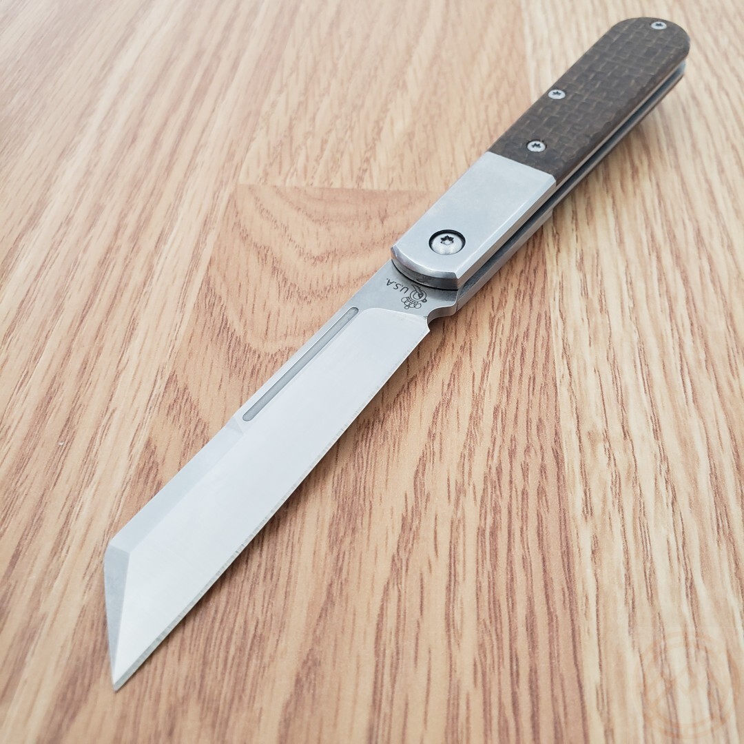 Queen Large Barlow Folding Knife Bohler M390 Steel Blade Brown Micarta Handle