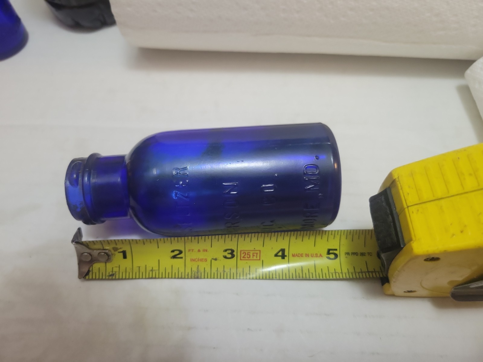 Emerson Drug Co. Bromo-Seltzer Baltimore,MD. 4 3/4in Tall Kobalt Blue Bottle.