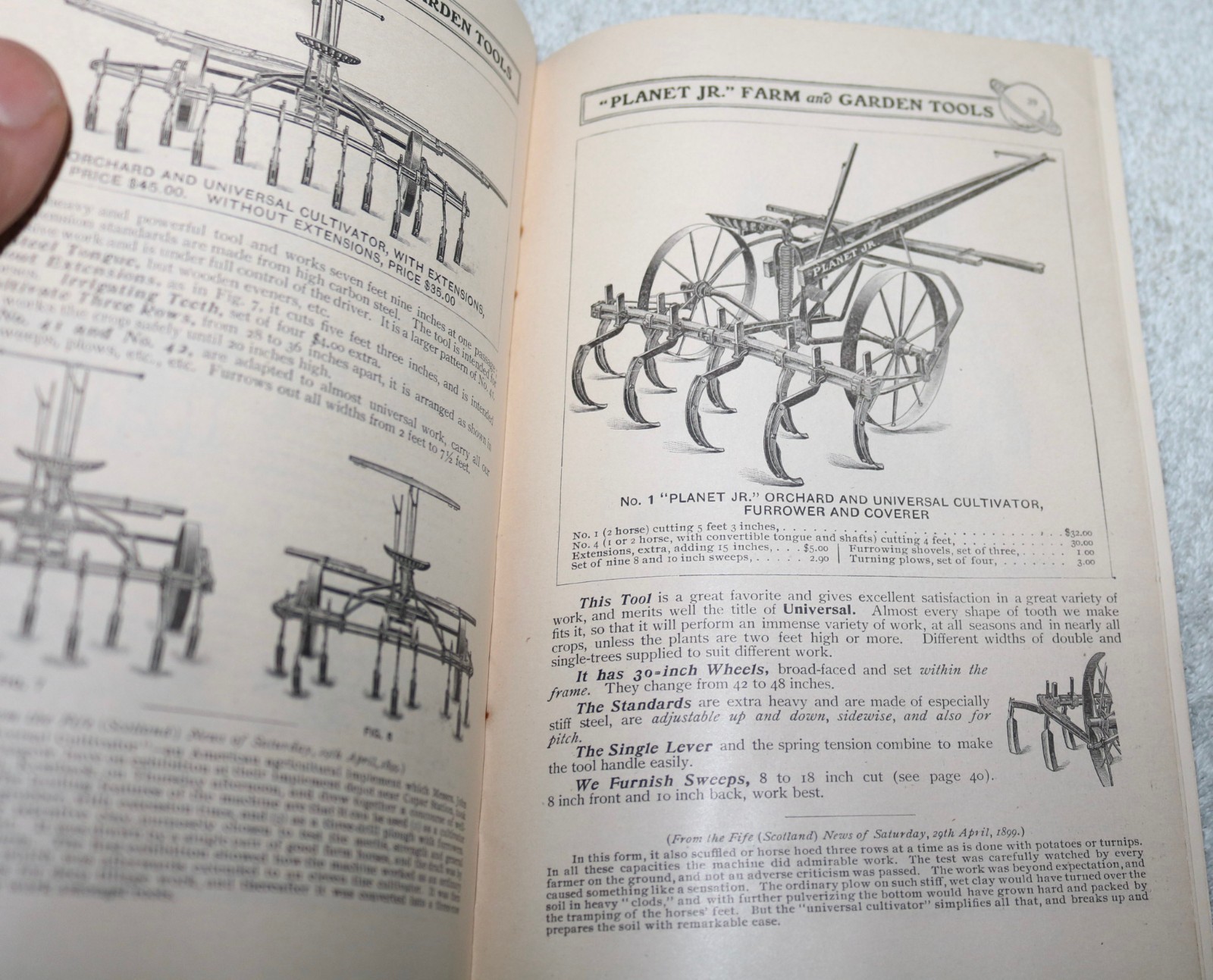 ANTIQUE 1902 PLANET JR FARMING AGRICULTURE IMPLEMENTS CATALOG W/PRICES