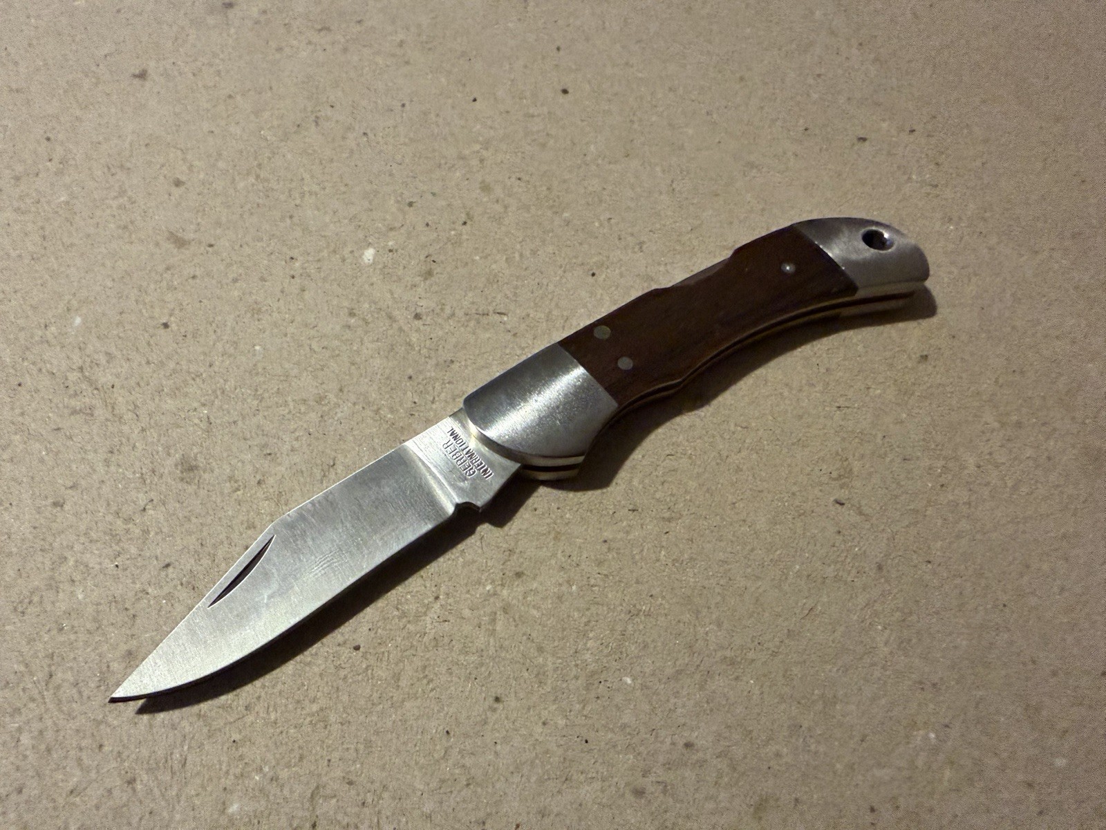 Gerber Legacy Knife Small 7545 LockBack Japan Wood VTG Vintage Lanyard Hole