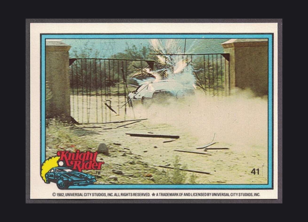 1983 Donruss KNIGHT RIDER – #41 K.I.T.T. crashing the gate