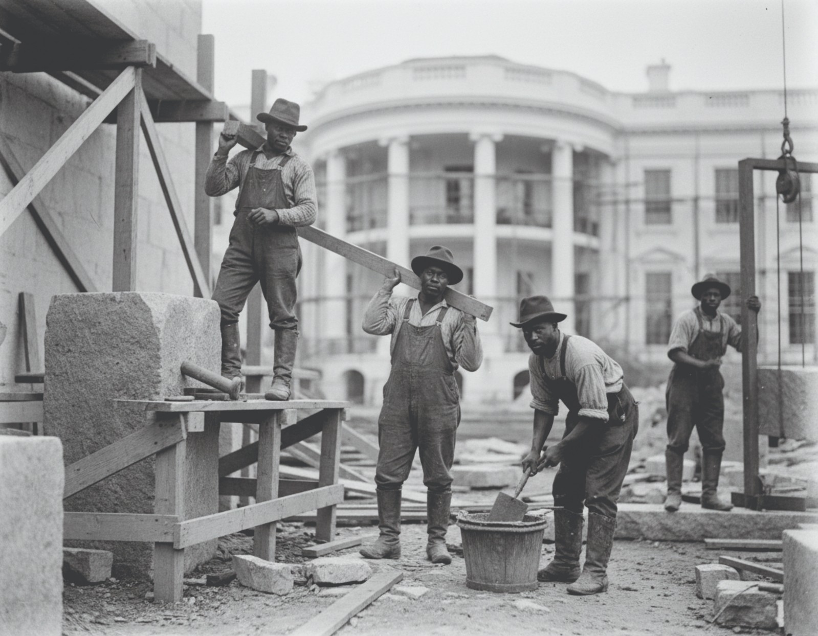 Black Workers Building the White House African Americans 8×10 Photo late 1800s