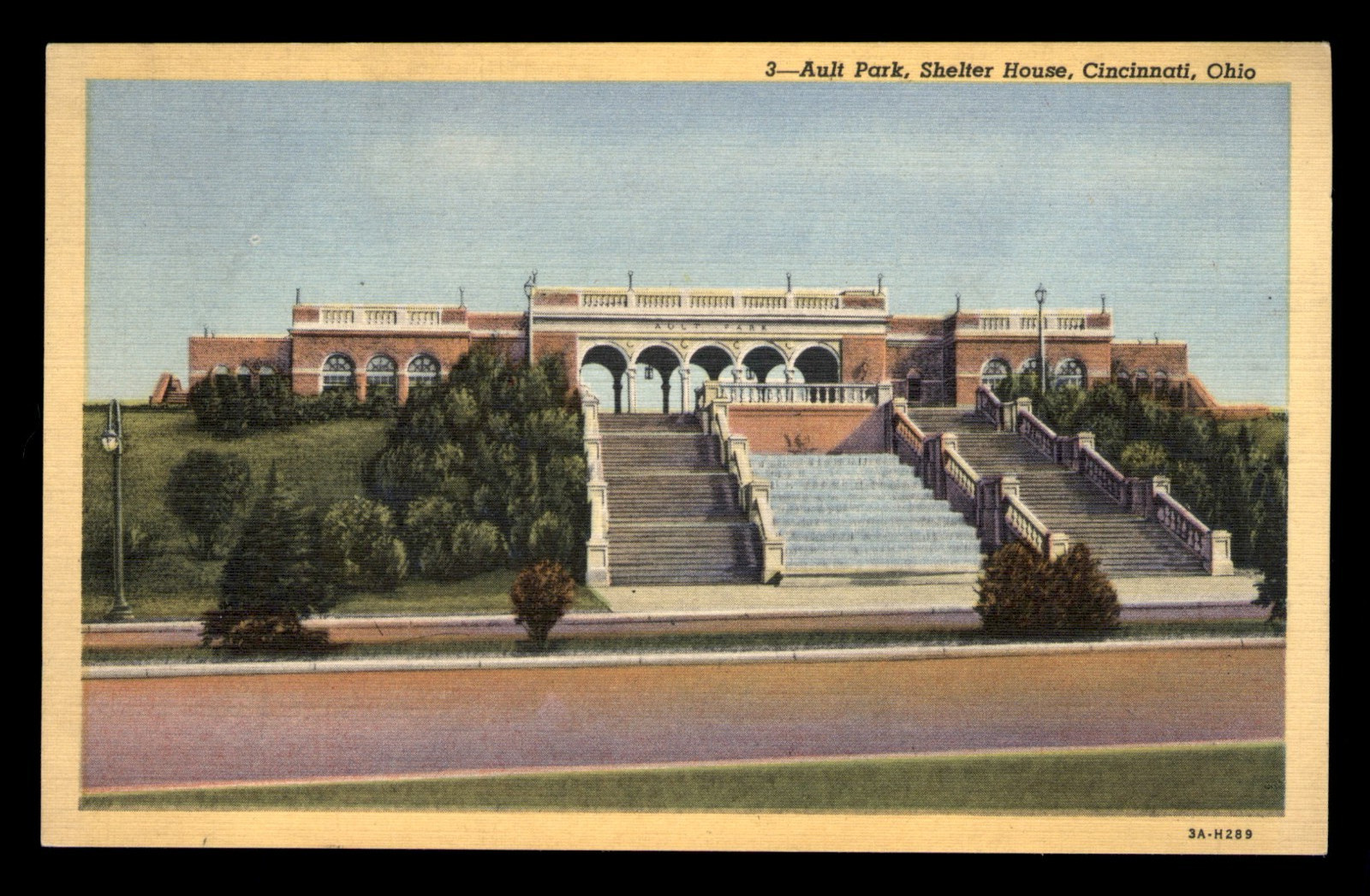 Ault Park, Shelter House, Cincinnati, Ohio River Valley, OH,Linen, Unp, Postcard