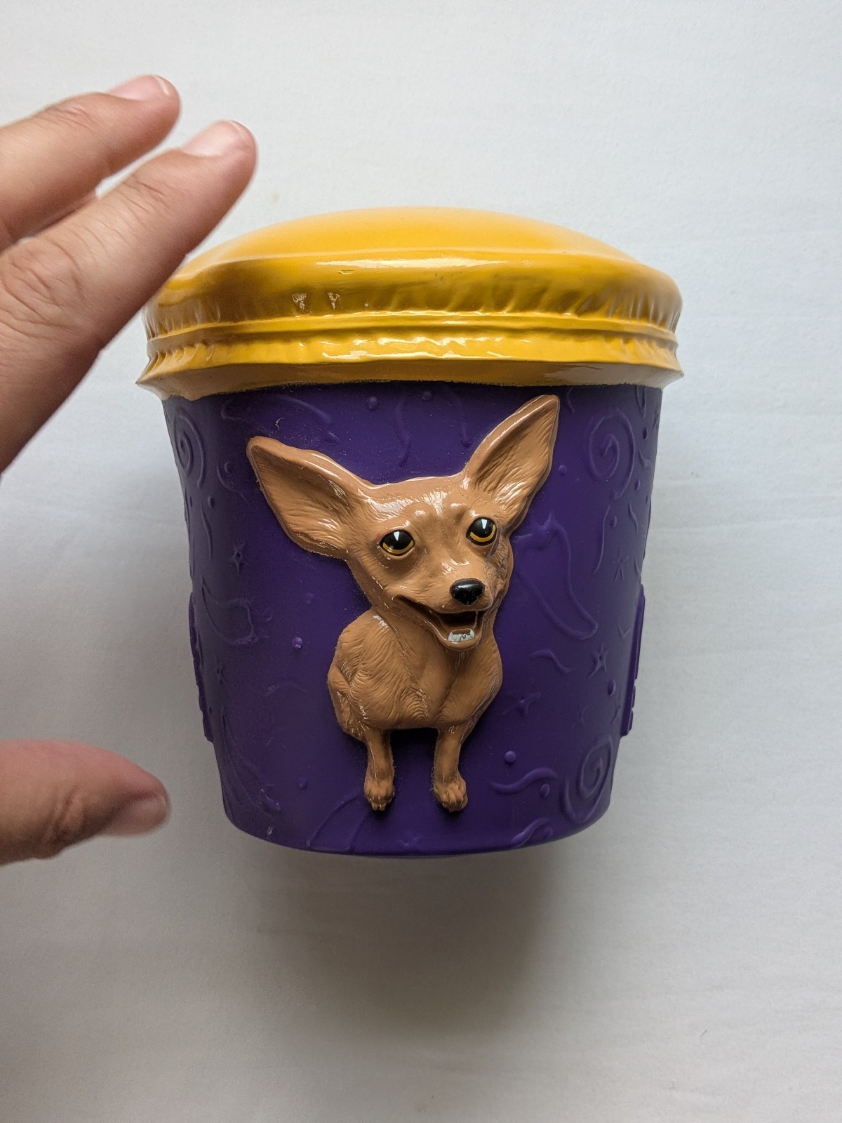 Vintage 2000 Taco Bell Chihuahua Bongo Drum Toy Purple Yellow Promo