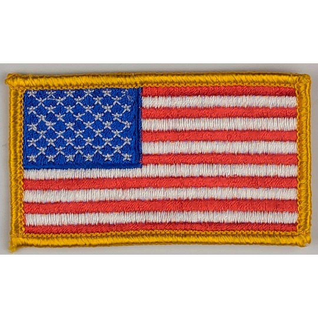 American Flag Patch – Full Color Sew-On Patch – Gold Border