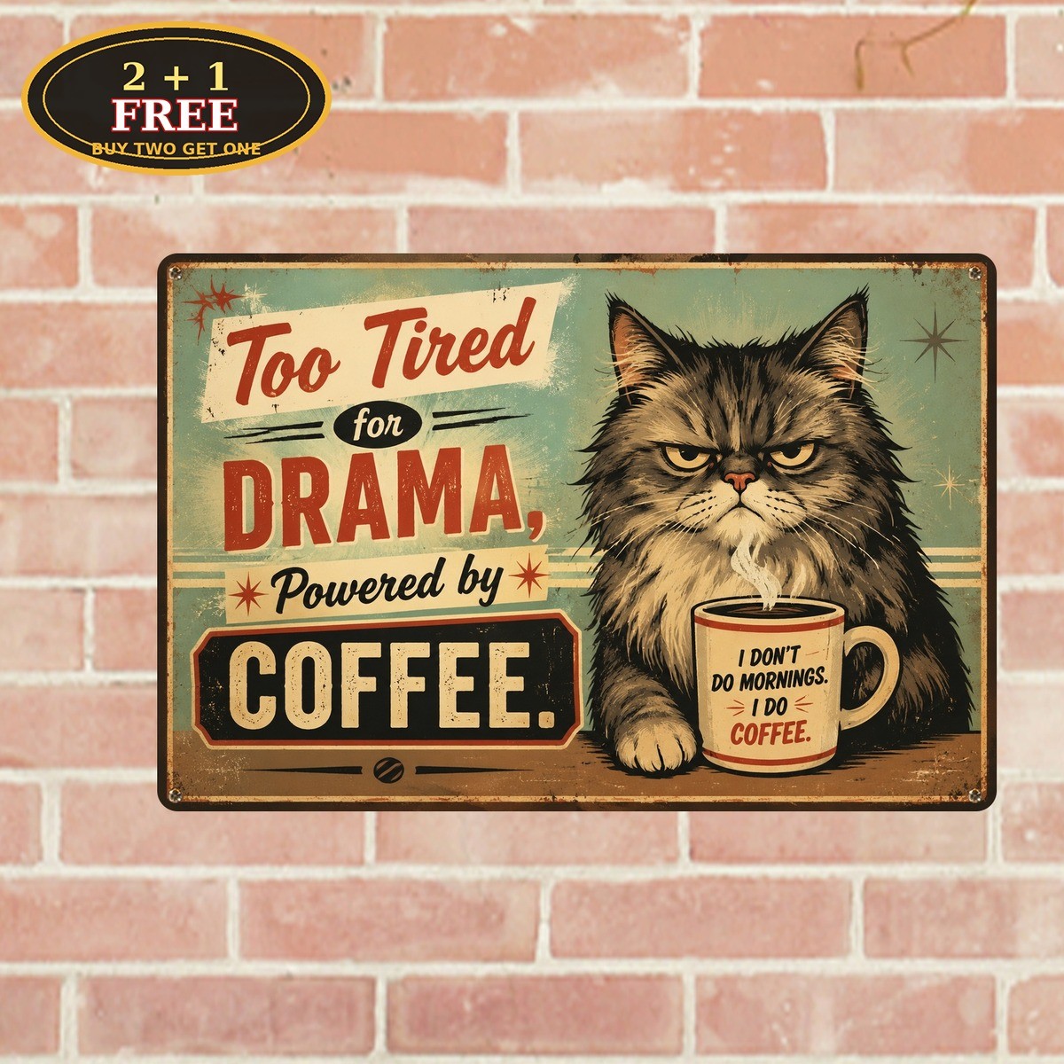 Funny Sarcastic Cat Pet Lover Quote House Rules Retro Metal Tin Sign