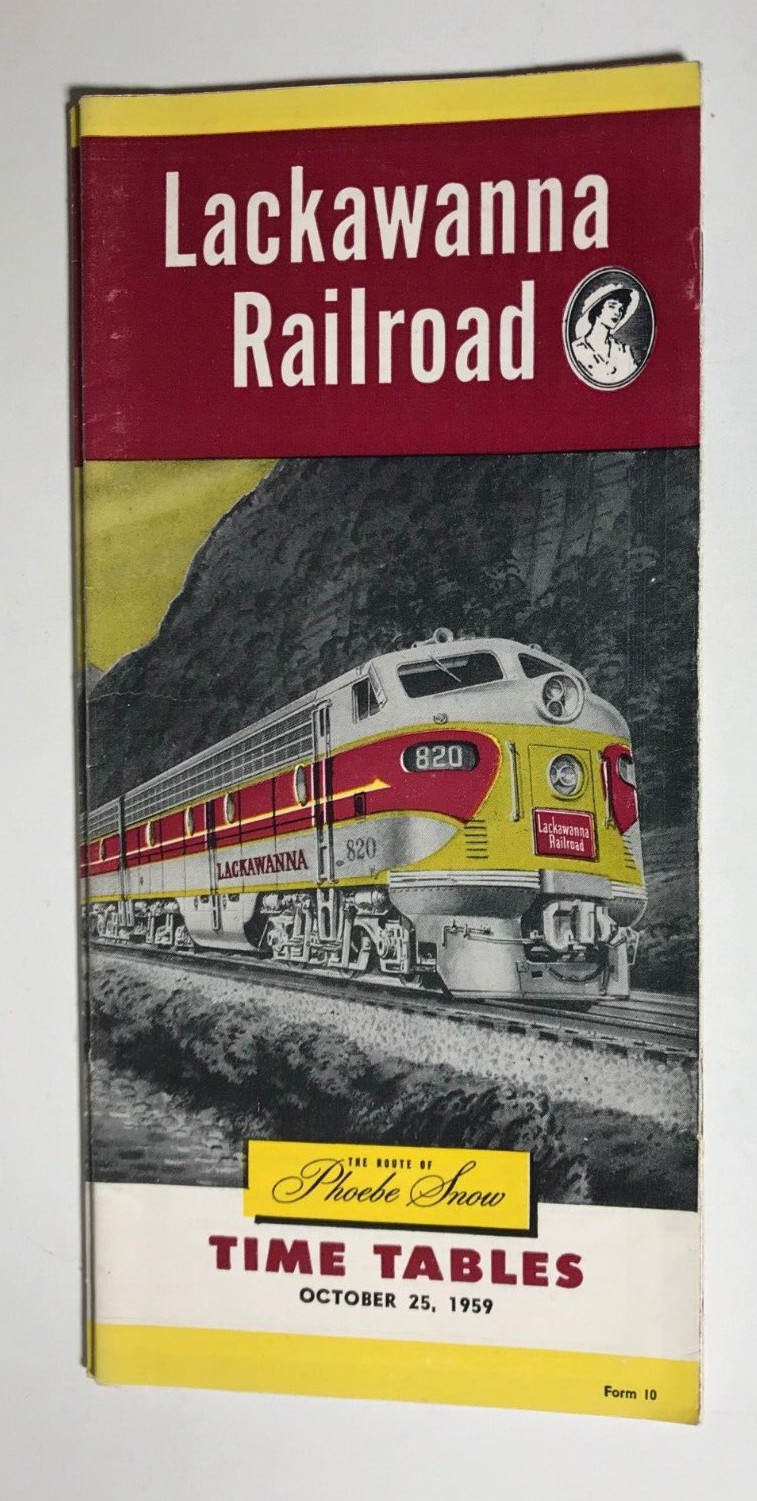 RAILROAD TIME SCHEDULE: LACKAWANNA RAILROAD: OCT. 25, 1959 **FREE SHIPPING USA