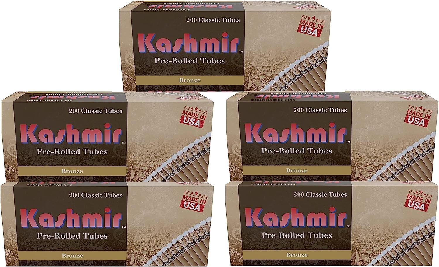 Pre Rolled Bronze Classic Cigarette Tubes Highest Quality Papers 5 Pack of 200