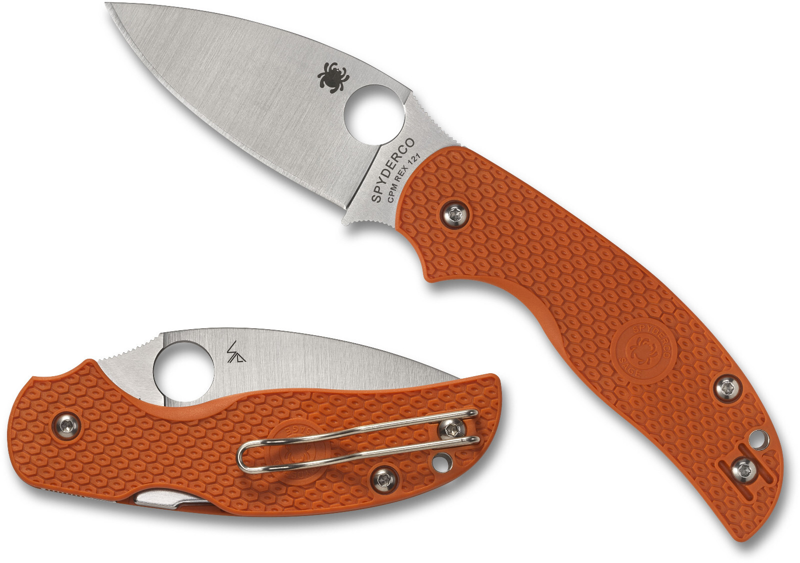SPYDERCO Sage 5, Burnt Orange Lightweight Scales, CPM REX 121 Steel, C123BORP