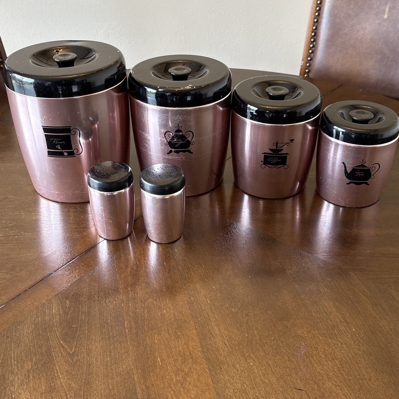 VIntage West Bend Copper Aluminum Canisters Set 6 pcs USA MCM