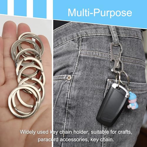 Key Ring – 316L Stainless Steel Flat Keyrings – 10Pcs 1.25″ (32mm) Round Split
