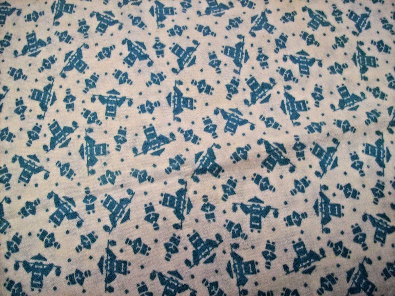 Vtg Feed Sack Fabric Asian People carrying buckets 1930’s-1950’s -37″ x 46″