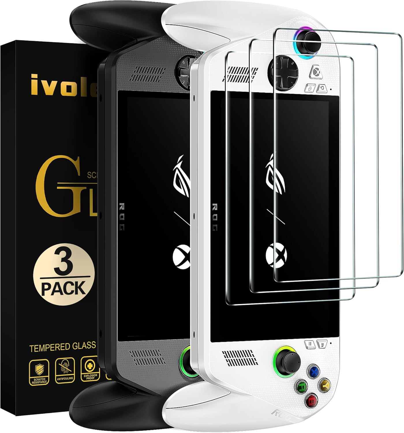 3-Pack Tempered Glass Screen Protector for ASUS ROG Ally X 7″ Anti-Scratch HD