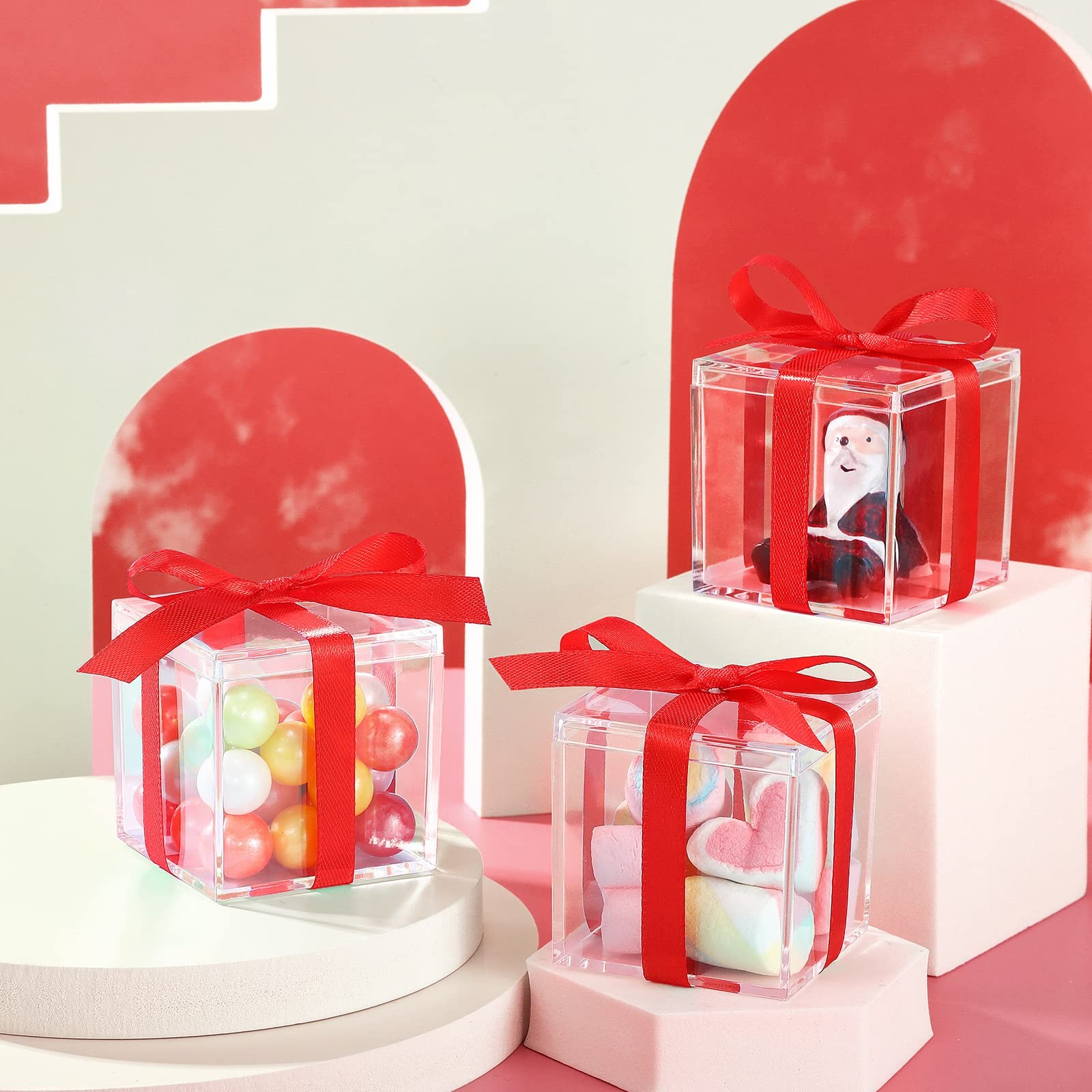 18 Pack Mini Acrylic Boxes Small Jewelry Box with Lid Square Acrylic Container