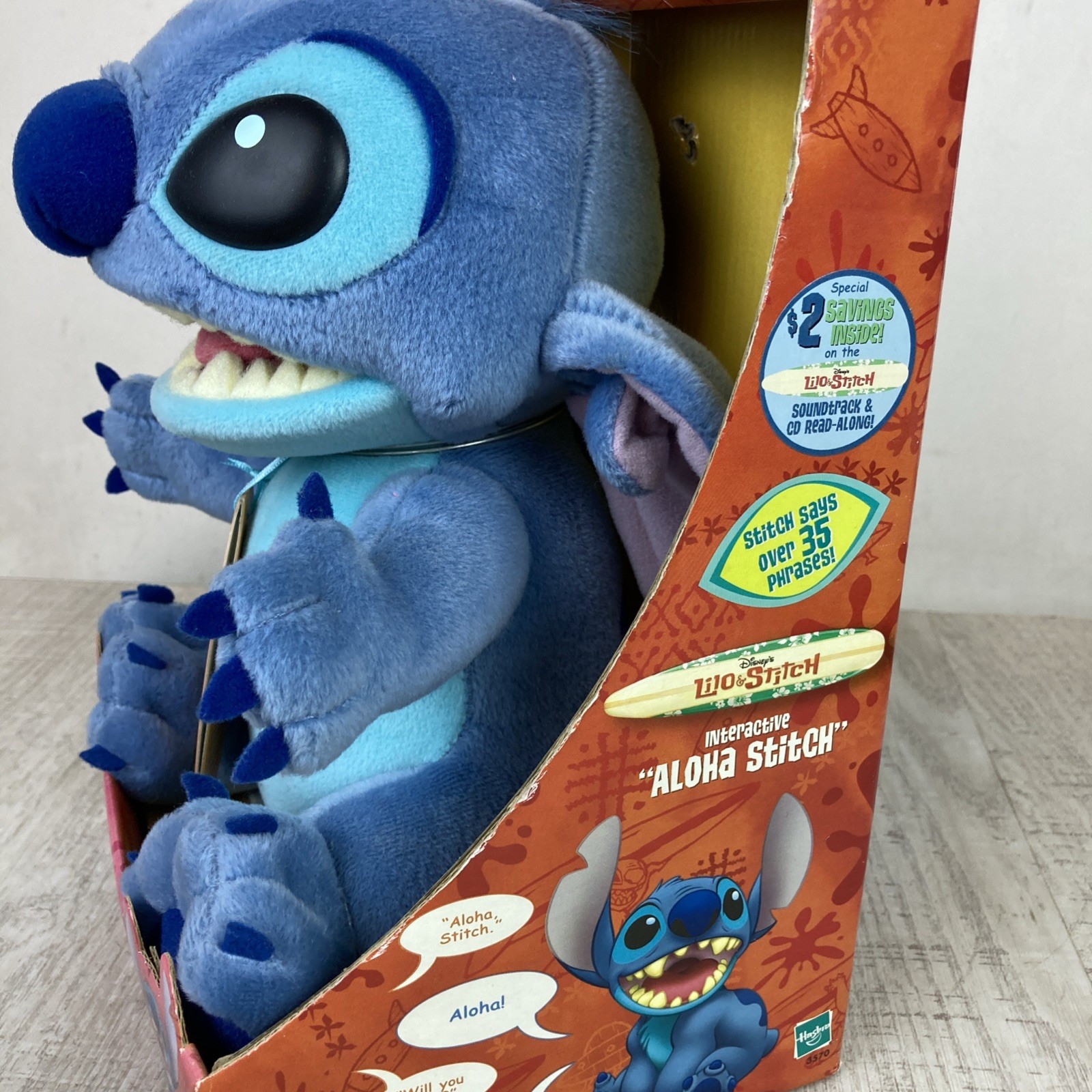 Vintage 2002 Hasbro Interactive Aloha Stitch Plush Disney Lilo & Stitch Works