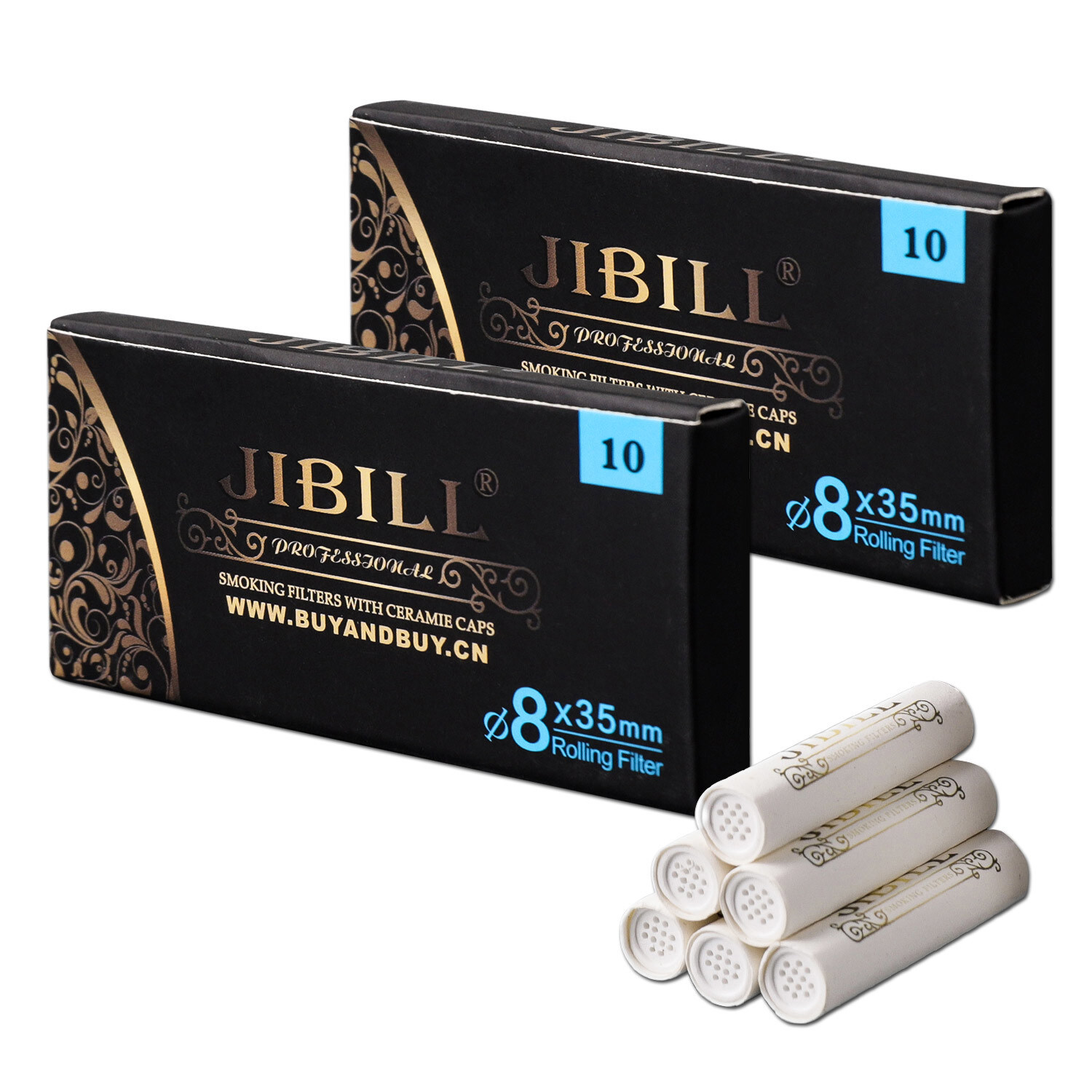 JIBILL 20pcs 8mm Activated Carbon Filters for Tobacco Smoking Pipe Ceramic Caps