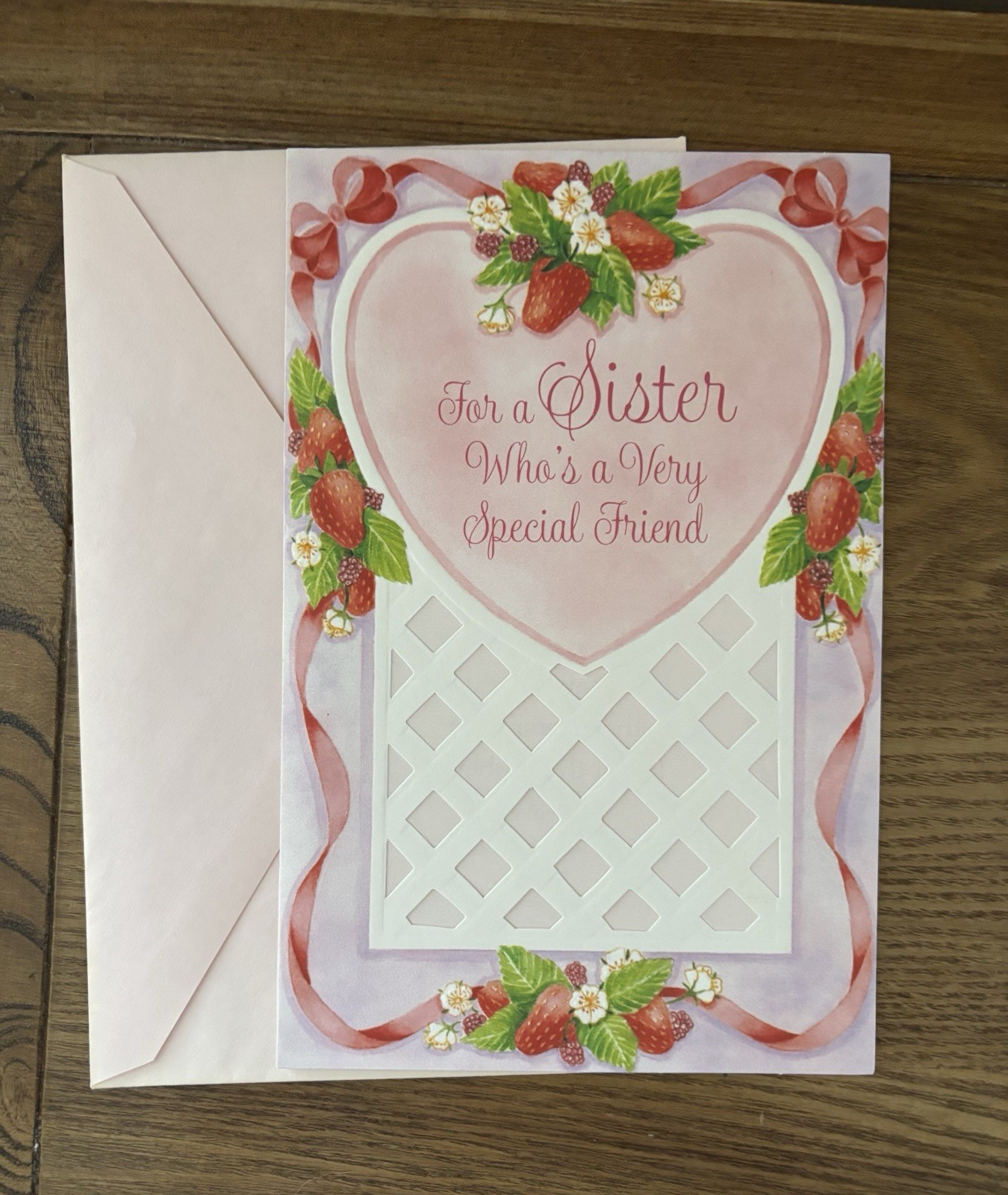 Vintage Happy Birthday Sister Strawberry Carlton Cards Greeting Card UNUSED