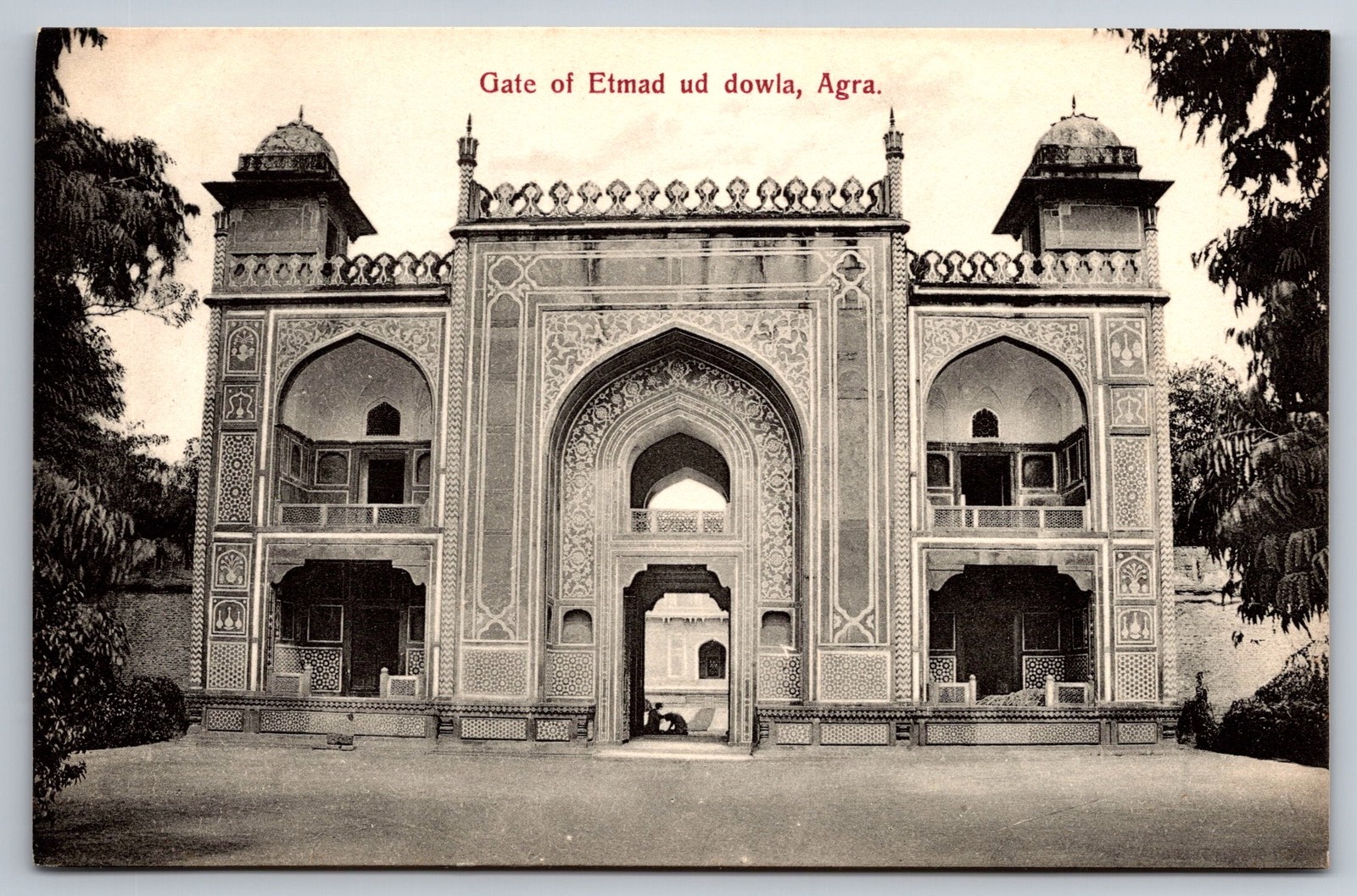 Postcard Agra India Gate of Etmad ud dowla Baby Taj Mughal Architecture